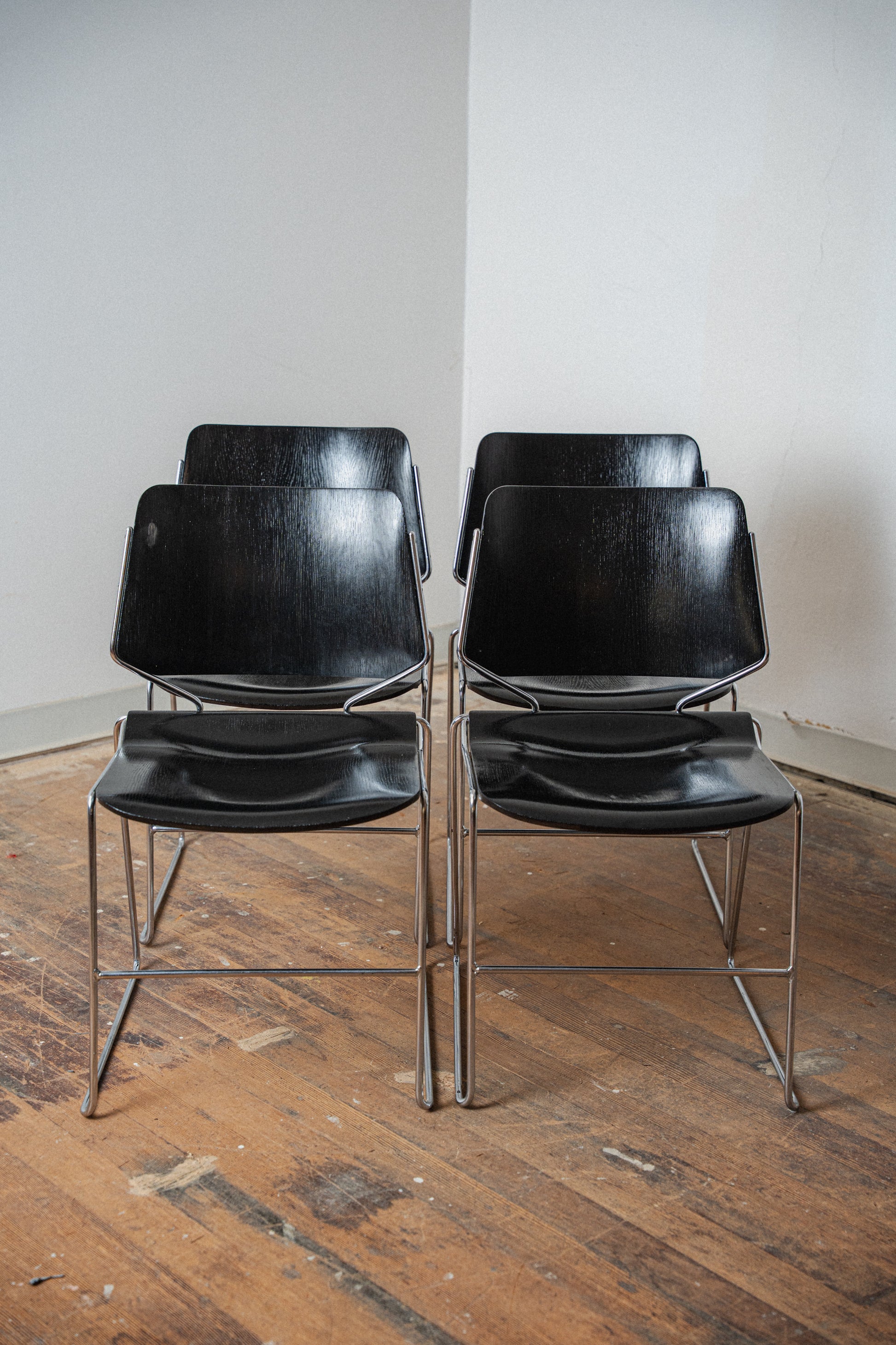 Chrome & Plywood Matrix Chairs by Krueger (Set of 4)