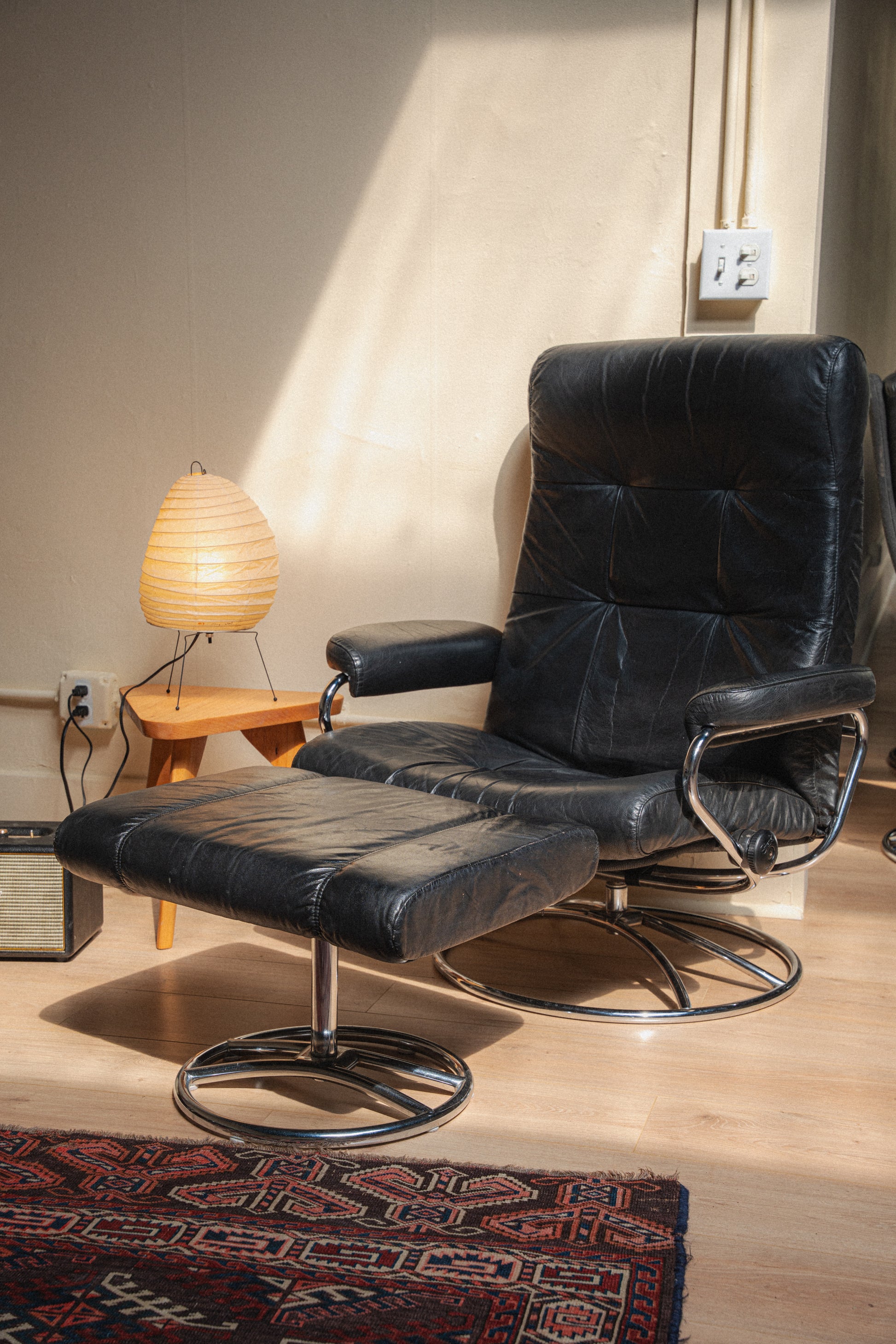 Black Ekornes Stressless Lounge Chair + Ottoman