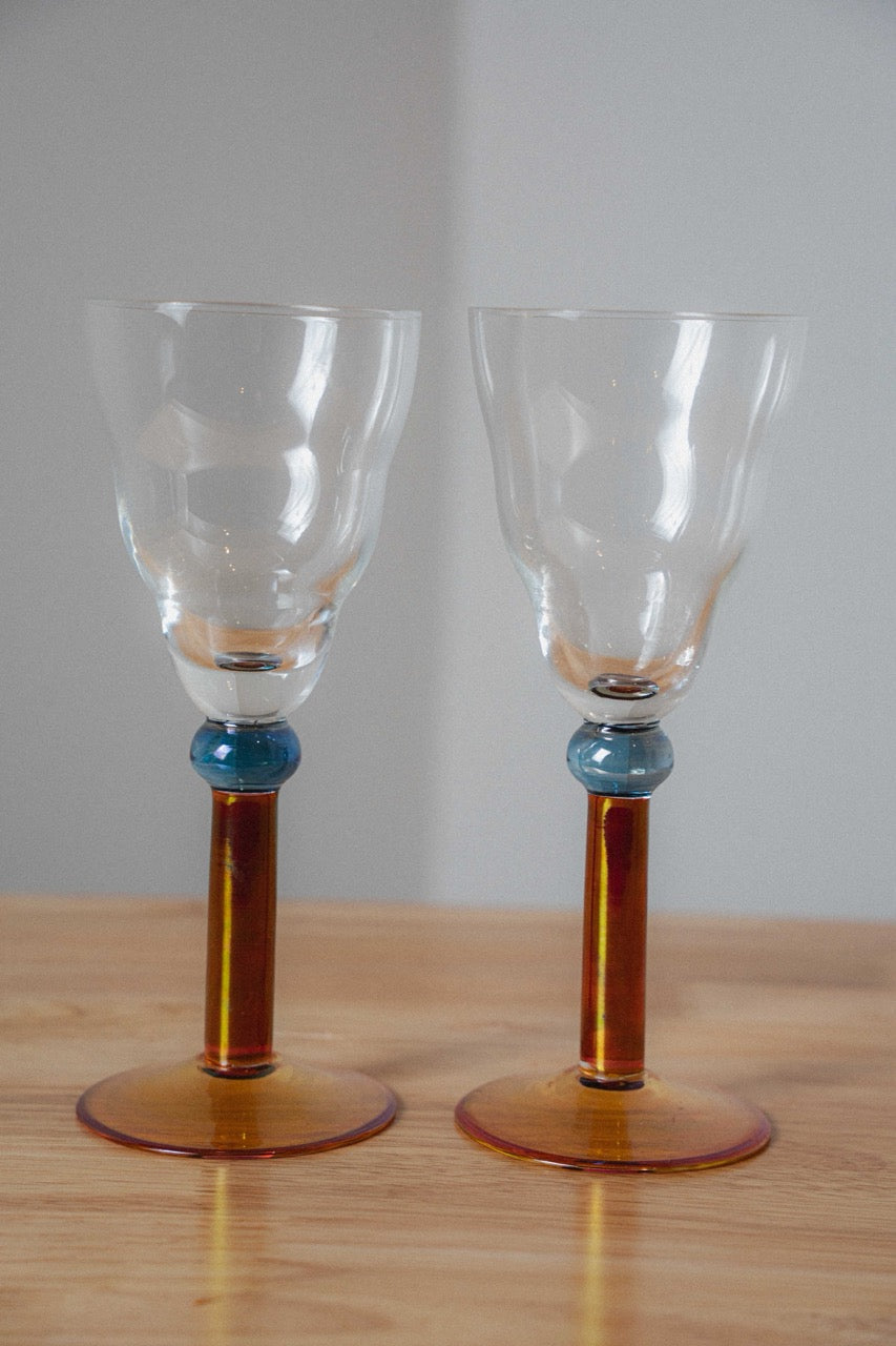 Sasaki Andoas Wine Glasses, Pair (1990s)