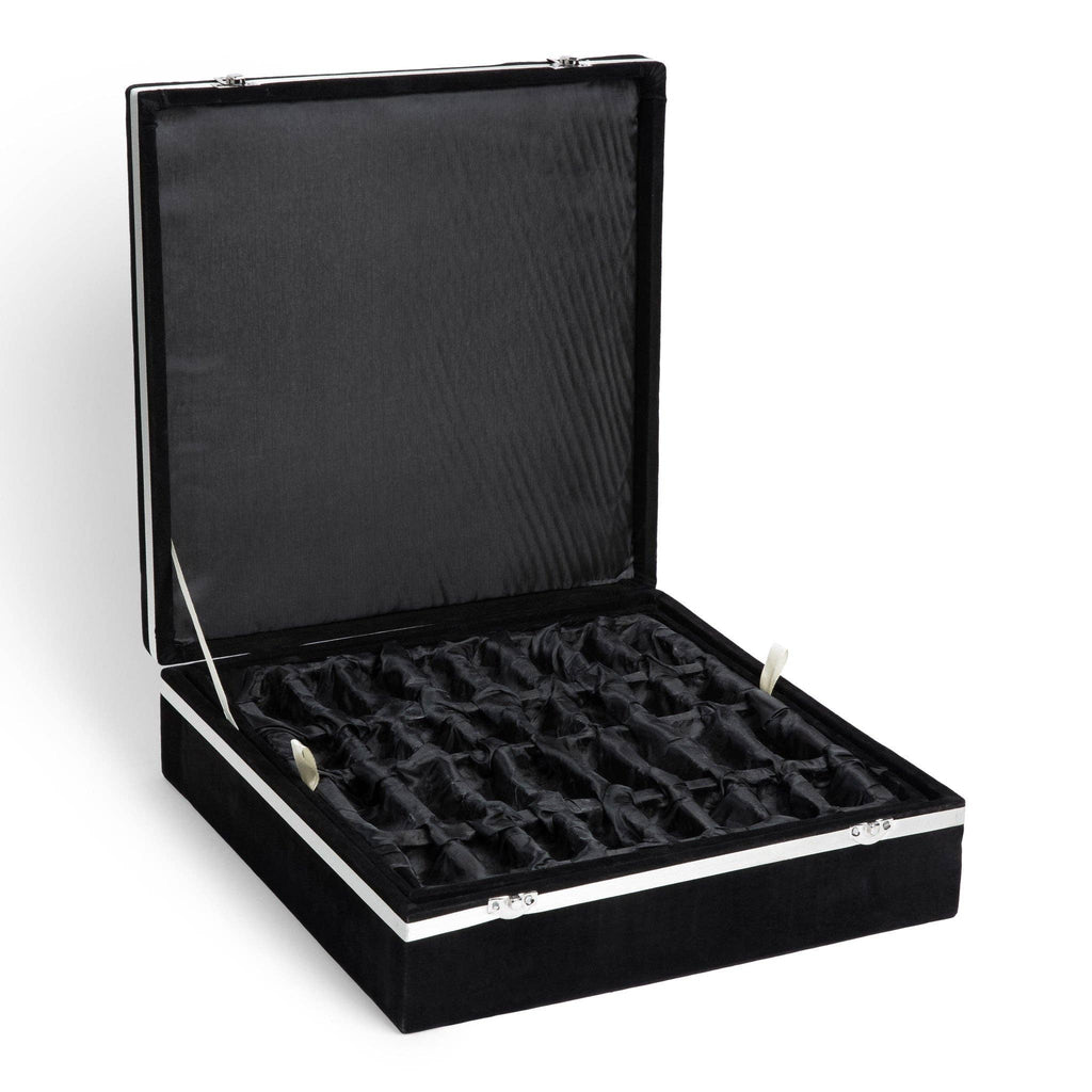 Marble Chess Set with Storage Case - Green Onyx and White