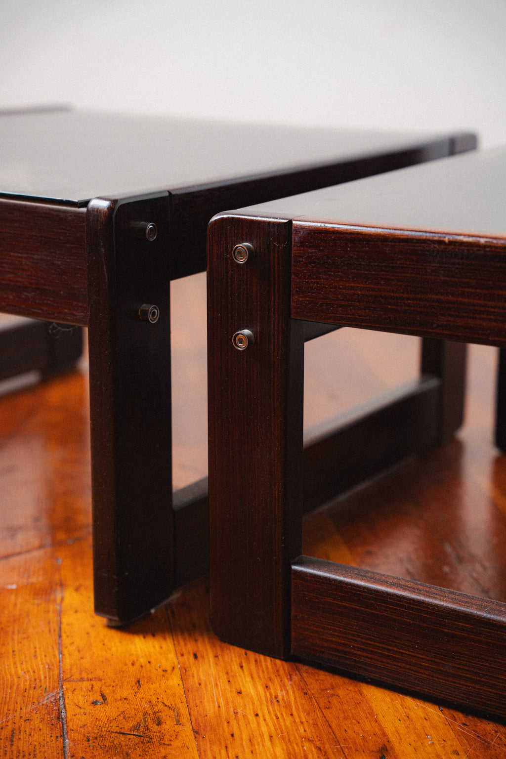 Rosewood & Smoked Glass Side Tables by Percival Lafer (Pair)