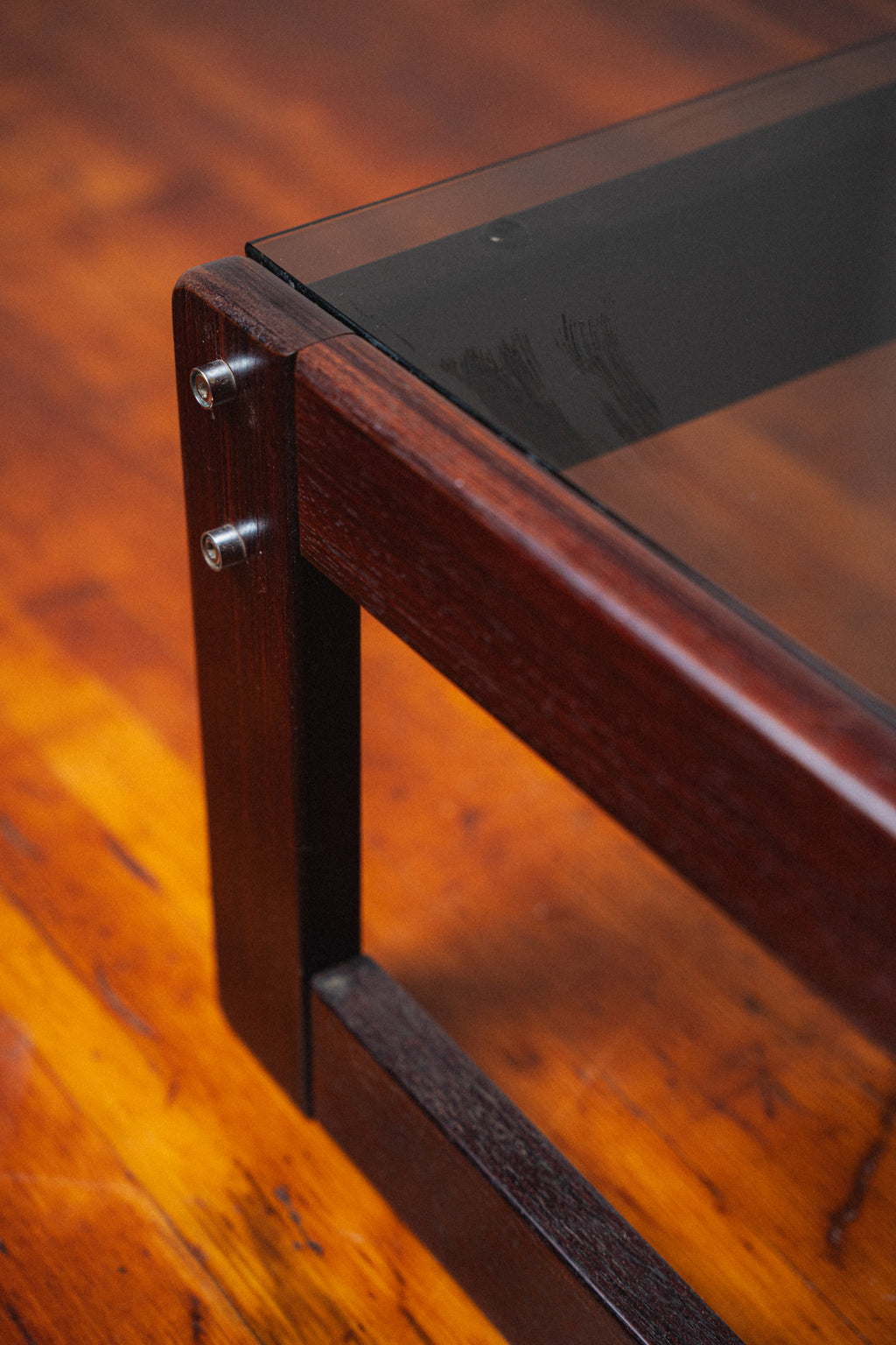 Rosewood & Smoked Glass Side Tables by Percival Lafer (Pair)