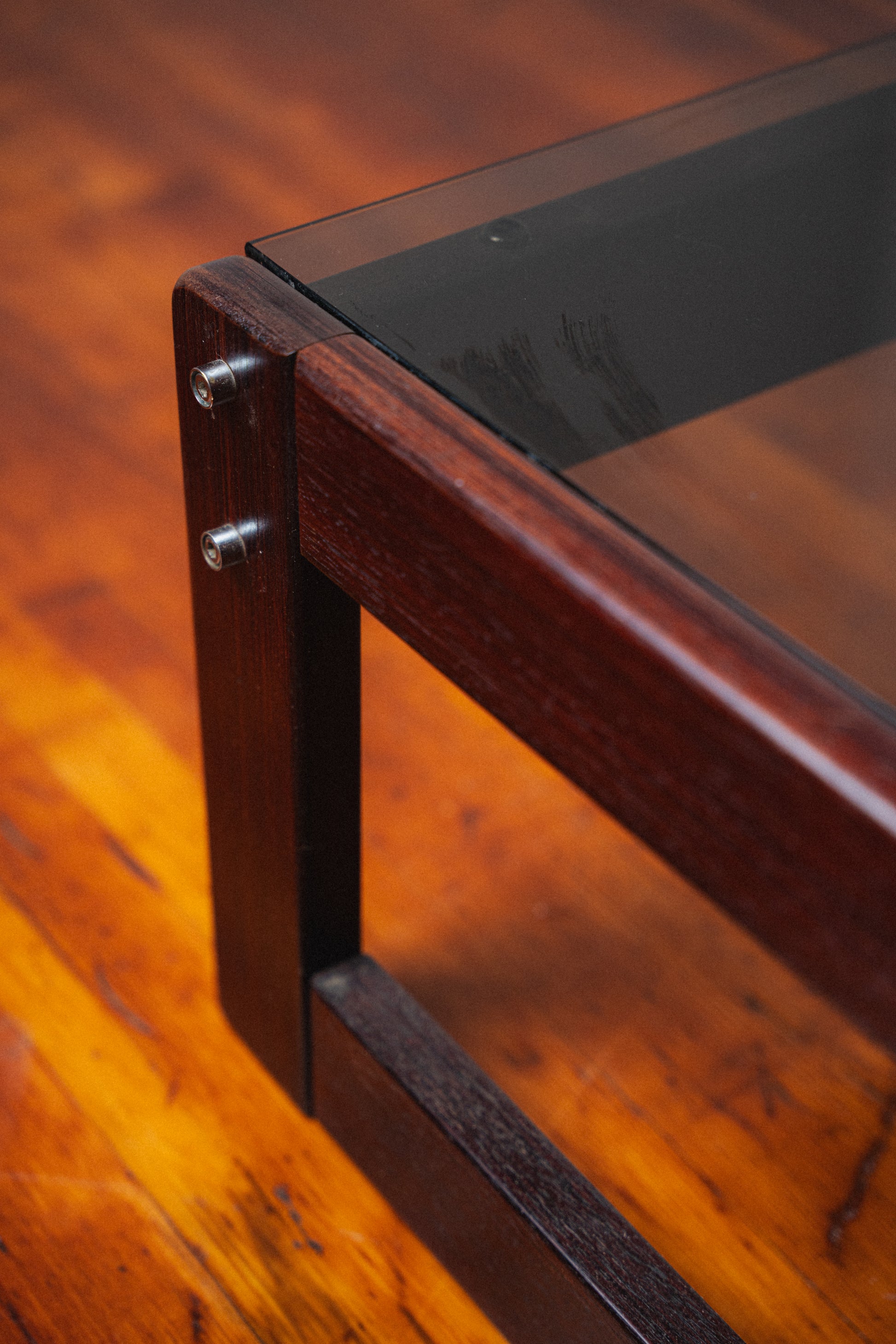 Rosewood & Smoked Glass Side Tables by Percival Lafer (Pair)