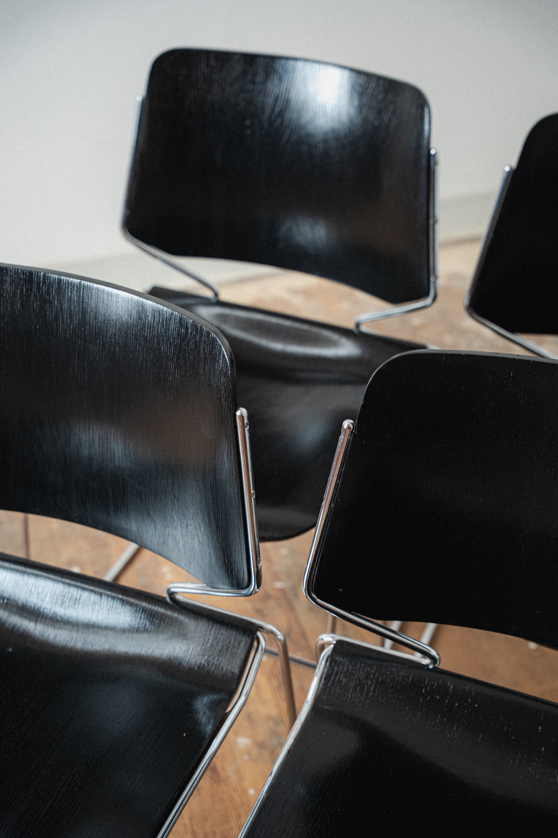 Chrome & Plywood Matrix Chairs by Krueger (Set of 4)