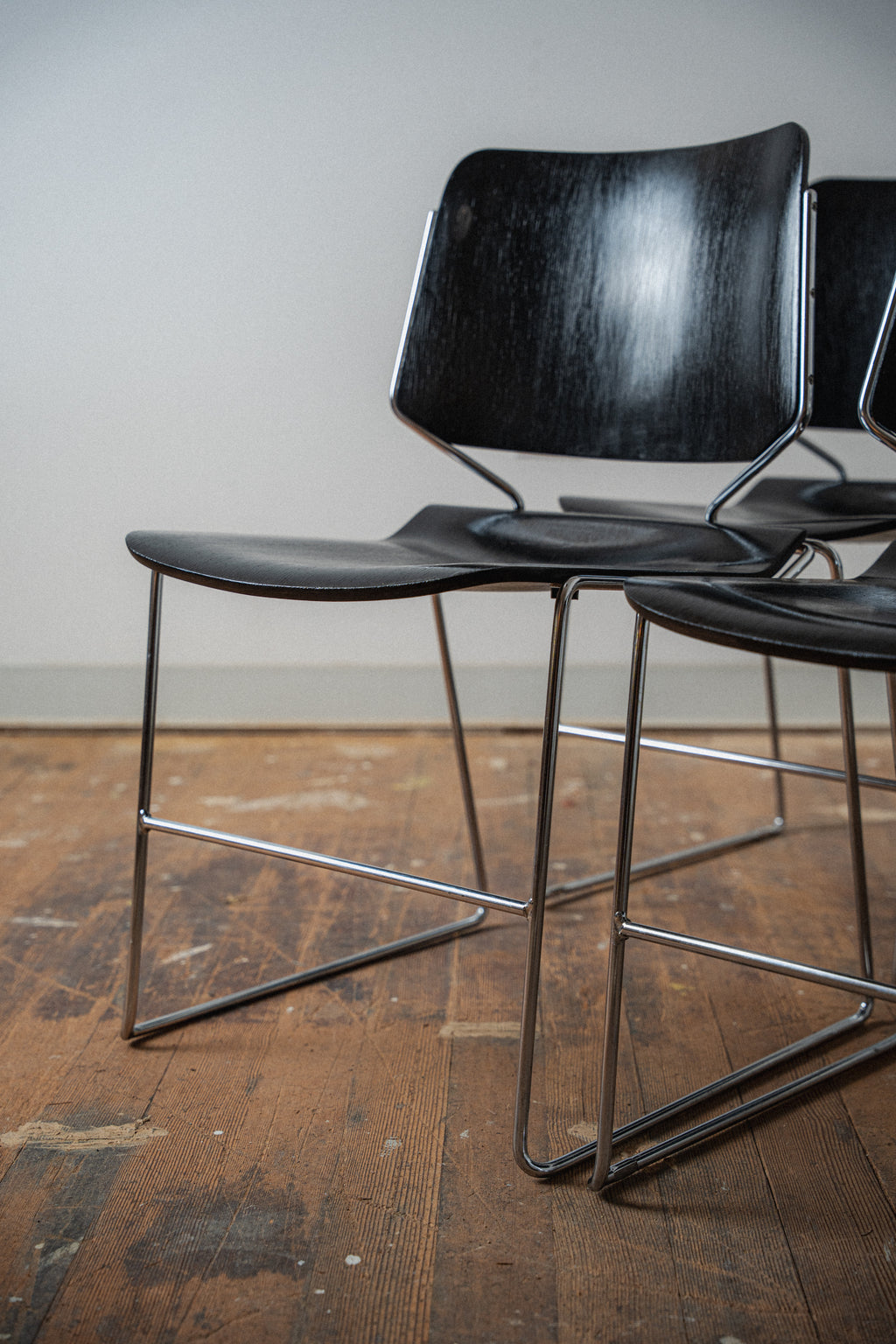 Chrome & Plywood Matrix Chairs by Krueger (Set of 4)