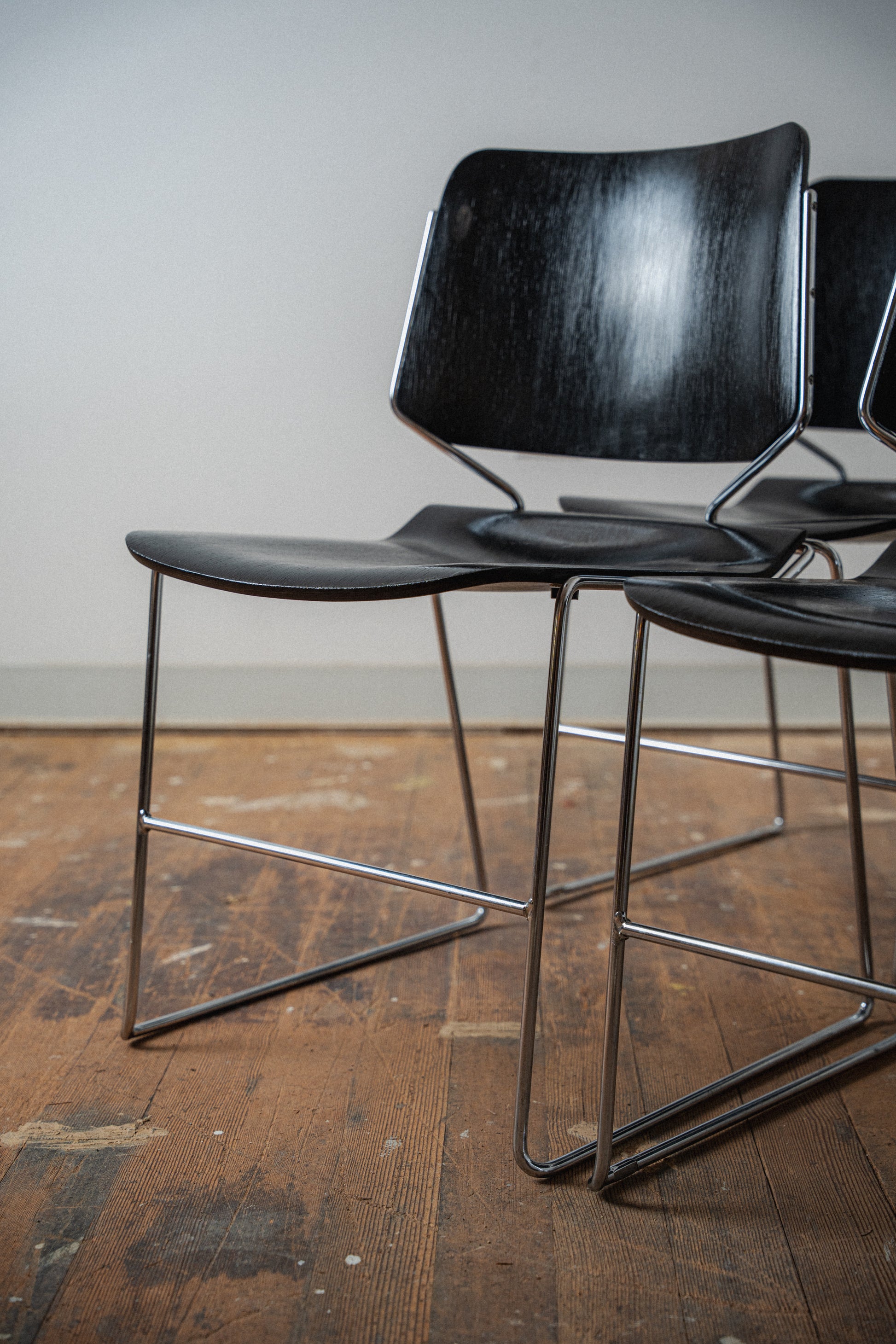 Chrome & Plywood Matrix Chairs by Krueger (Set of 4)