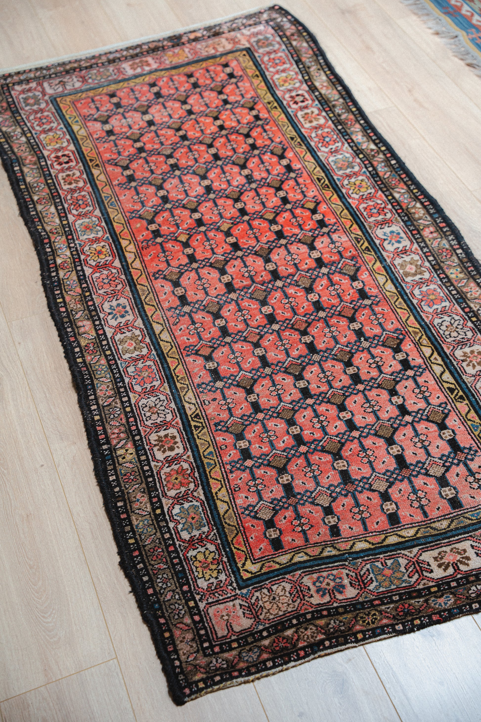 Pink Hamadan Rug ca. 1920s 3x7'