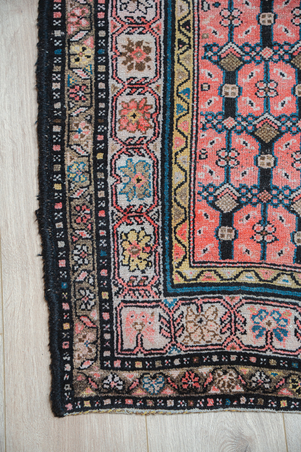 Pink Hamadan Rug ca. 1920s 3x7'