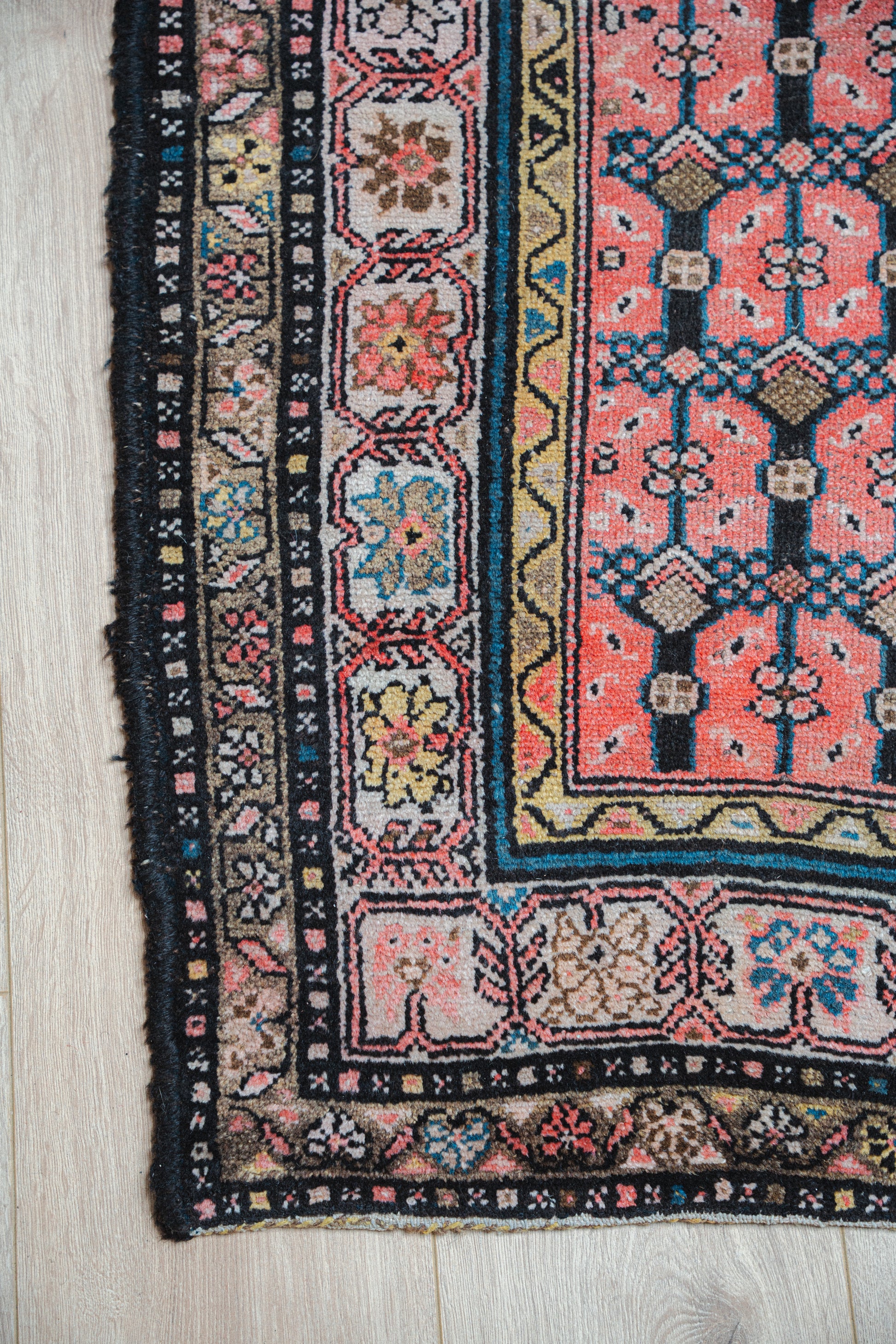 Pink Hamadan Rug ca. 1920s 3x7'