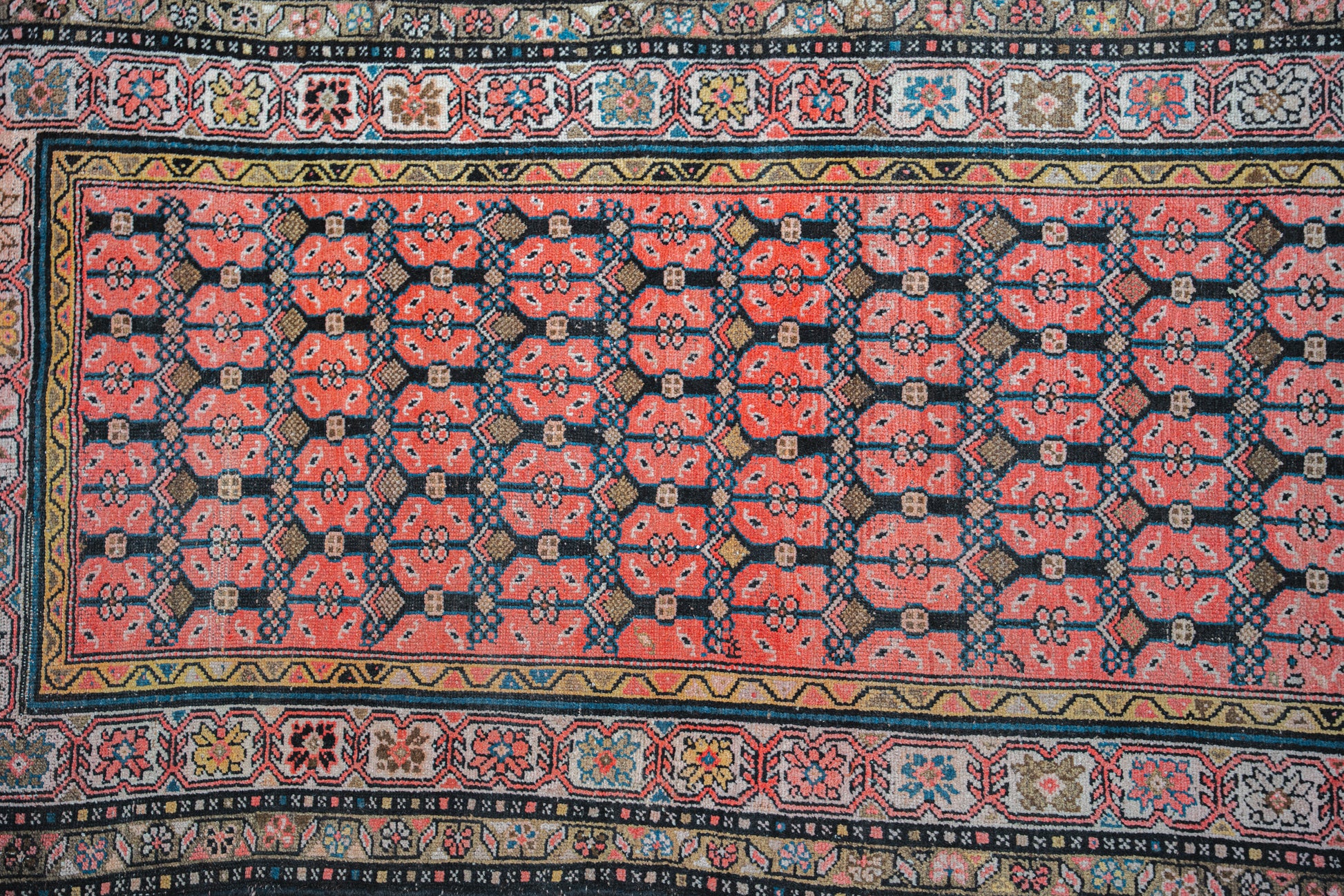 Pink Hamadan Rug ca. 1920s 3x7'