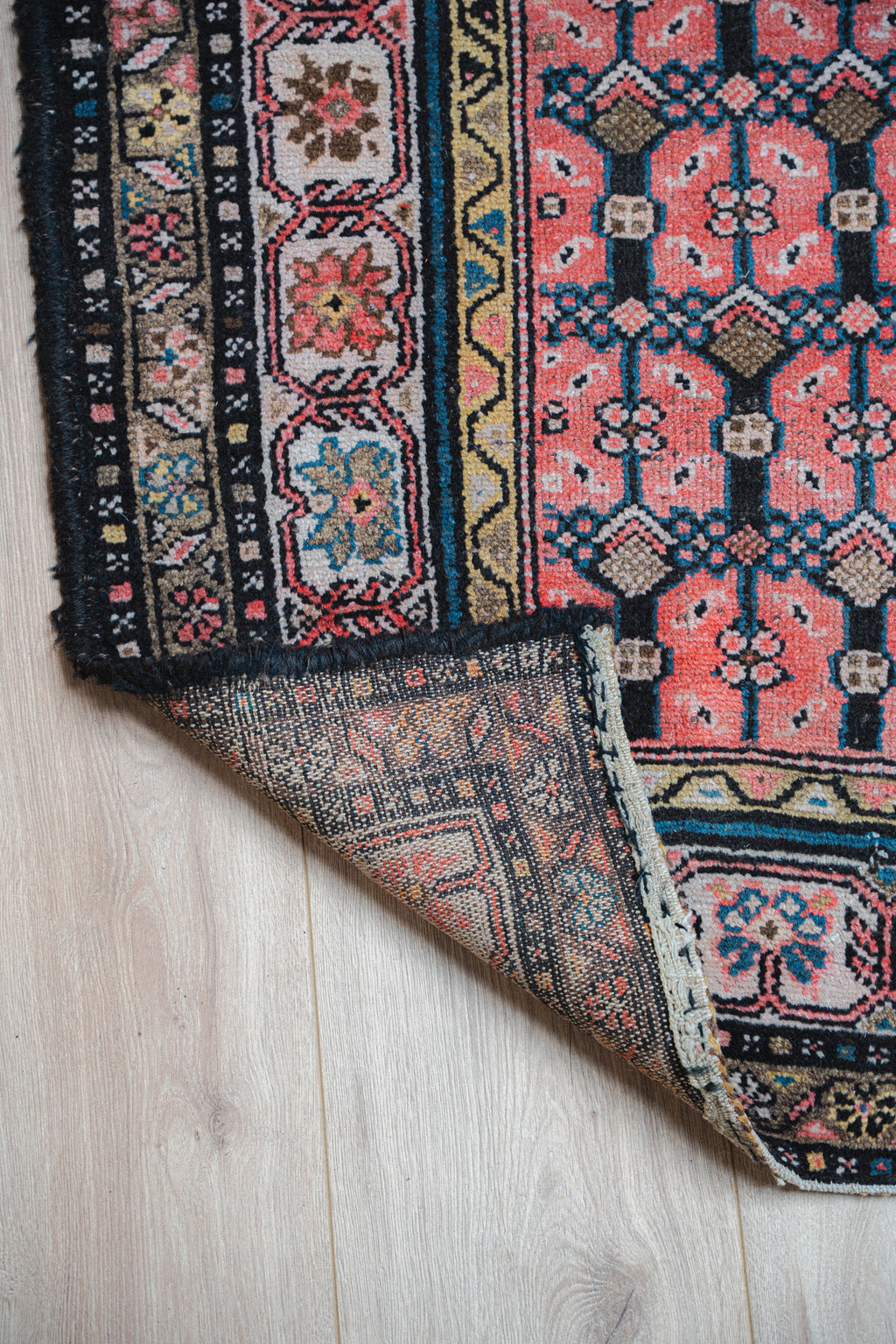 Pink Hamadan Rug ca. 1920s 3x7'