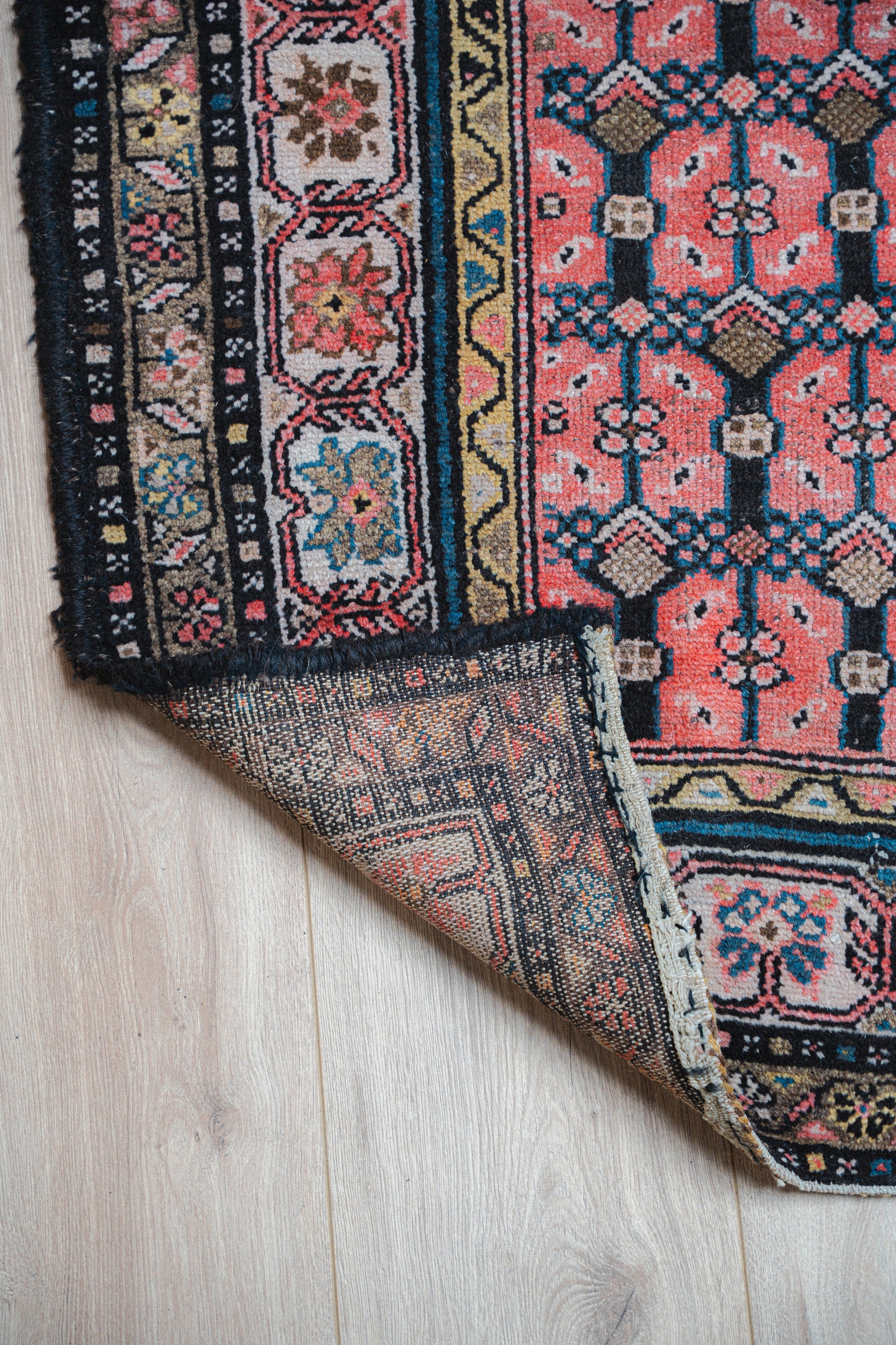 Pink Hamadan Rug ca. 1920s 3x7'