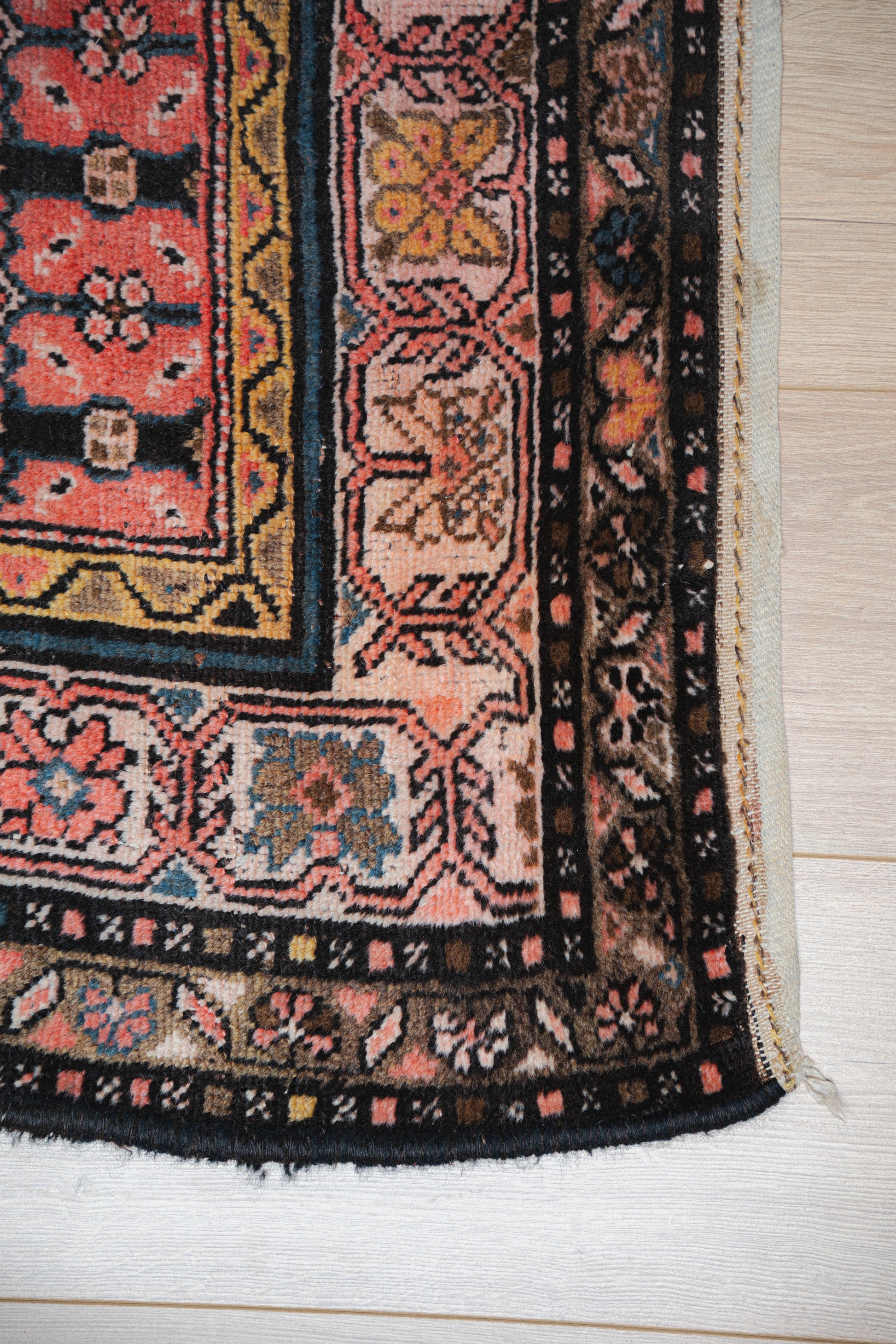 Pink Hamadan Rug ca. 1920s 3x7'