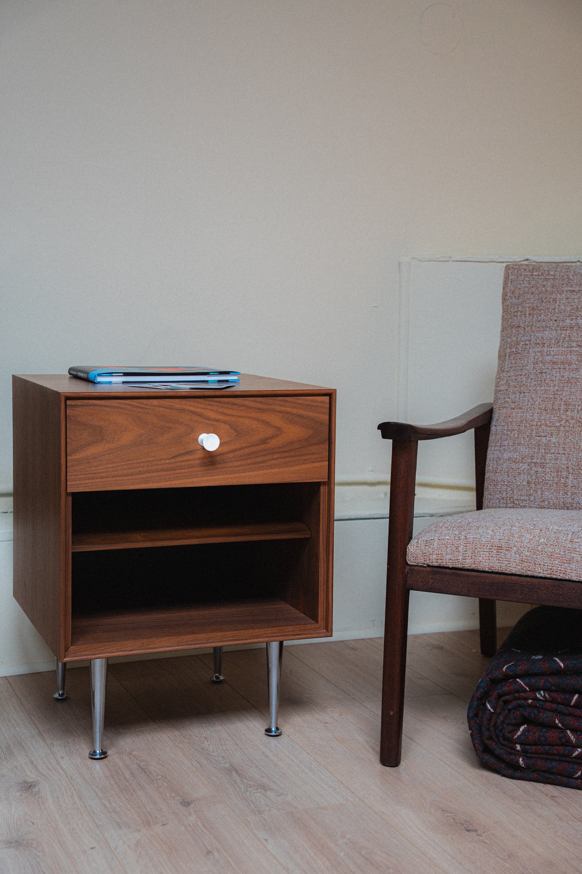 George Nelson Thin Edge Bedside Table by Herman Miller (Walnut)
