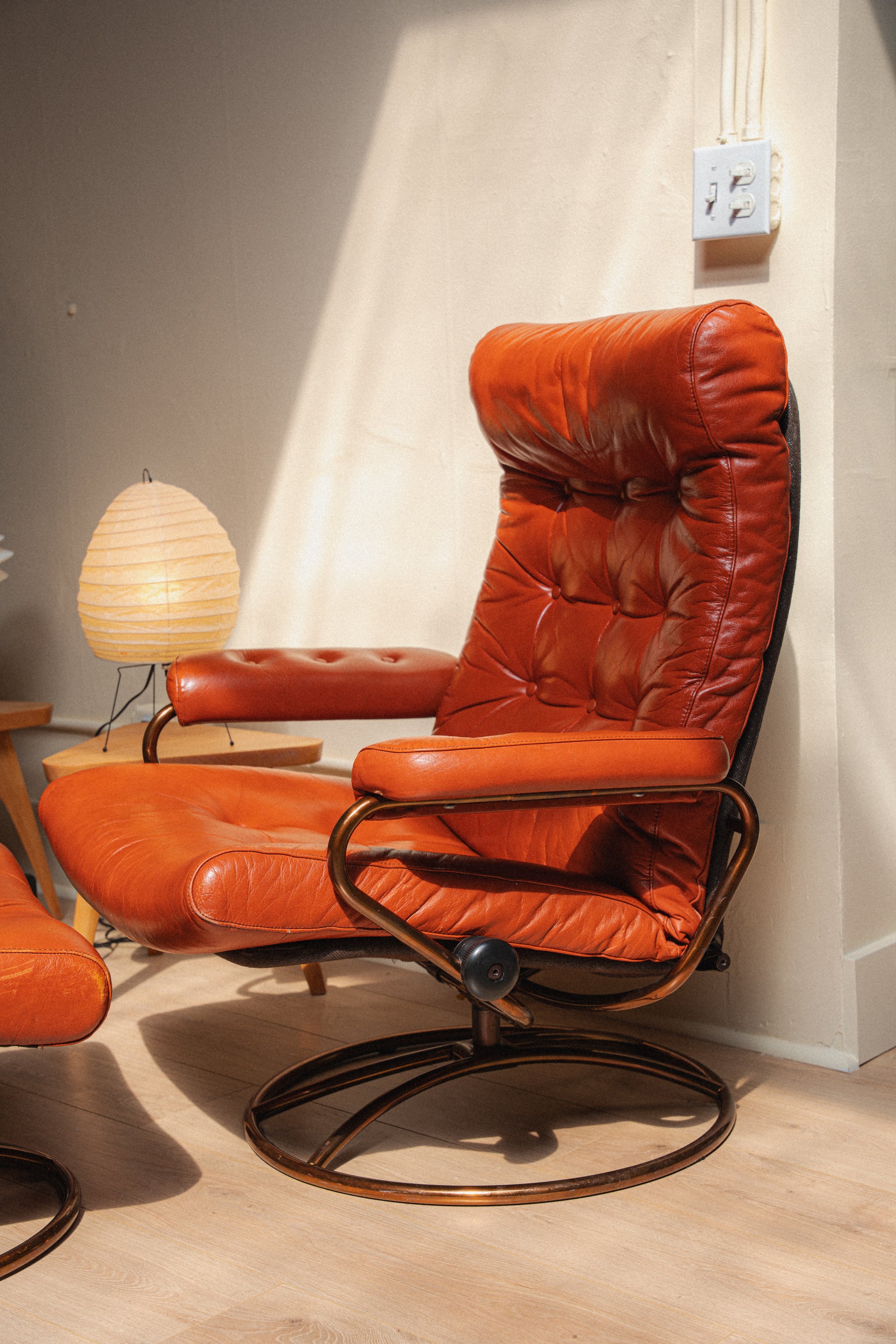 Burnt Orange Ekornes Stressless Lounge Chair + Ottoman