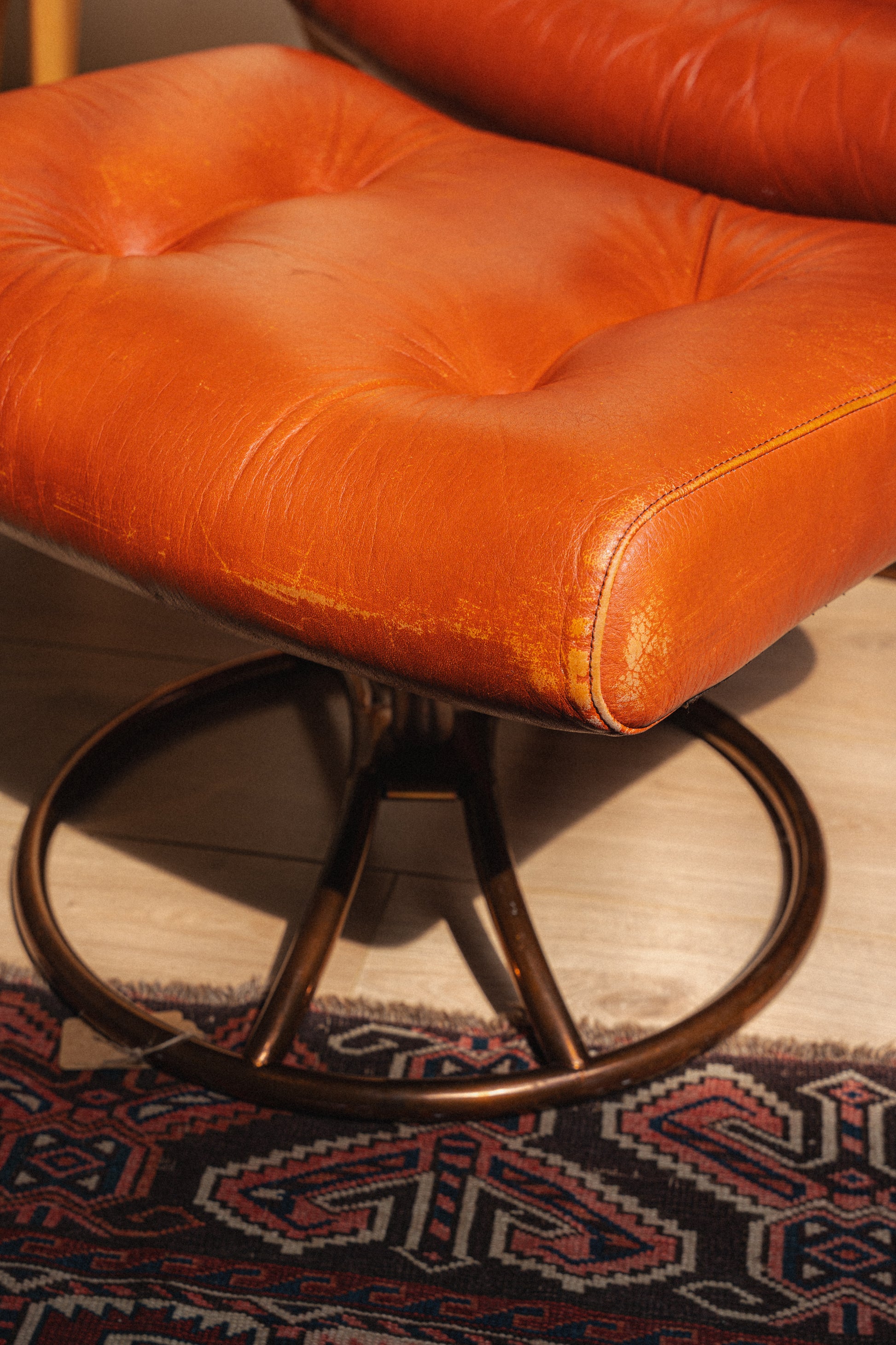 Burnt Orange Ekornes Stressless Lounge Chair + Ottoman