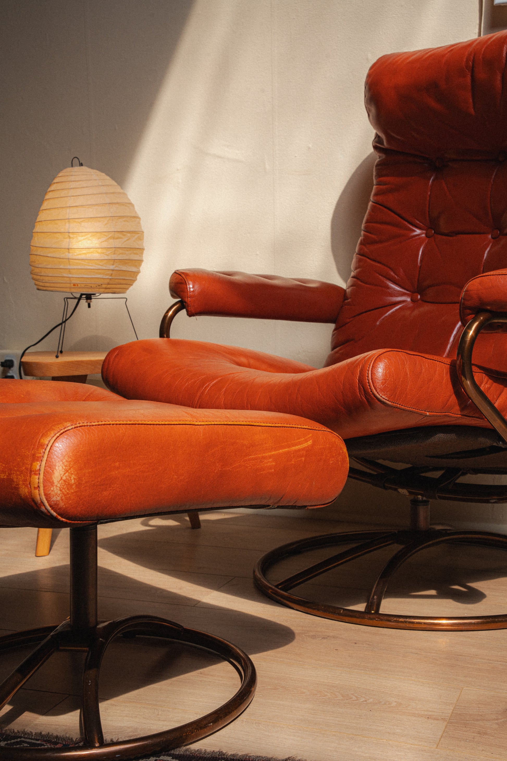 Burnt Orange Ekornes Stressless Lounge Chair + Ottoman