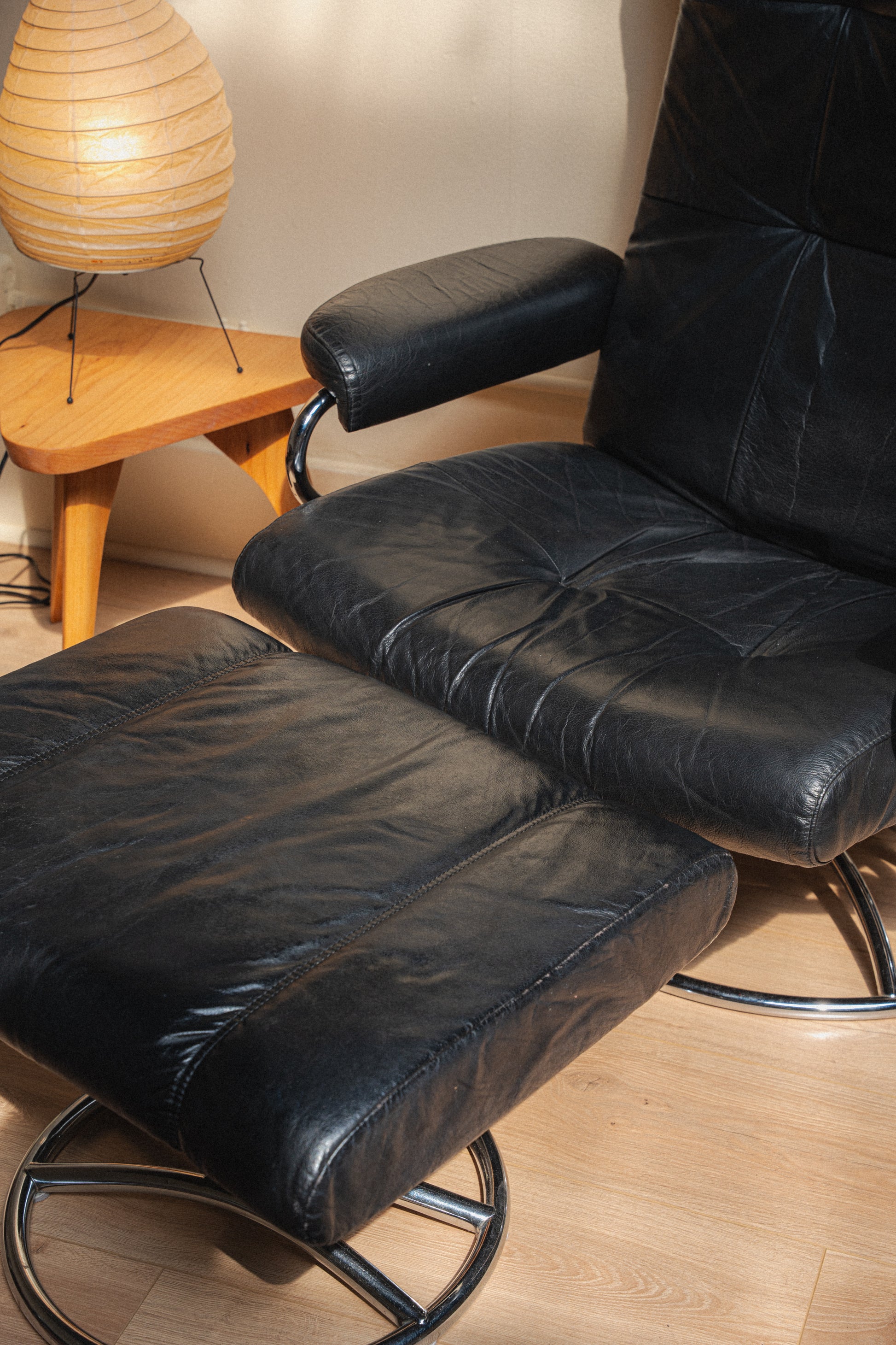 Black Ekornes Stressless Lounge Chair + Ottoman