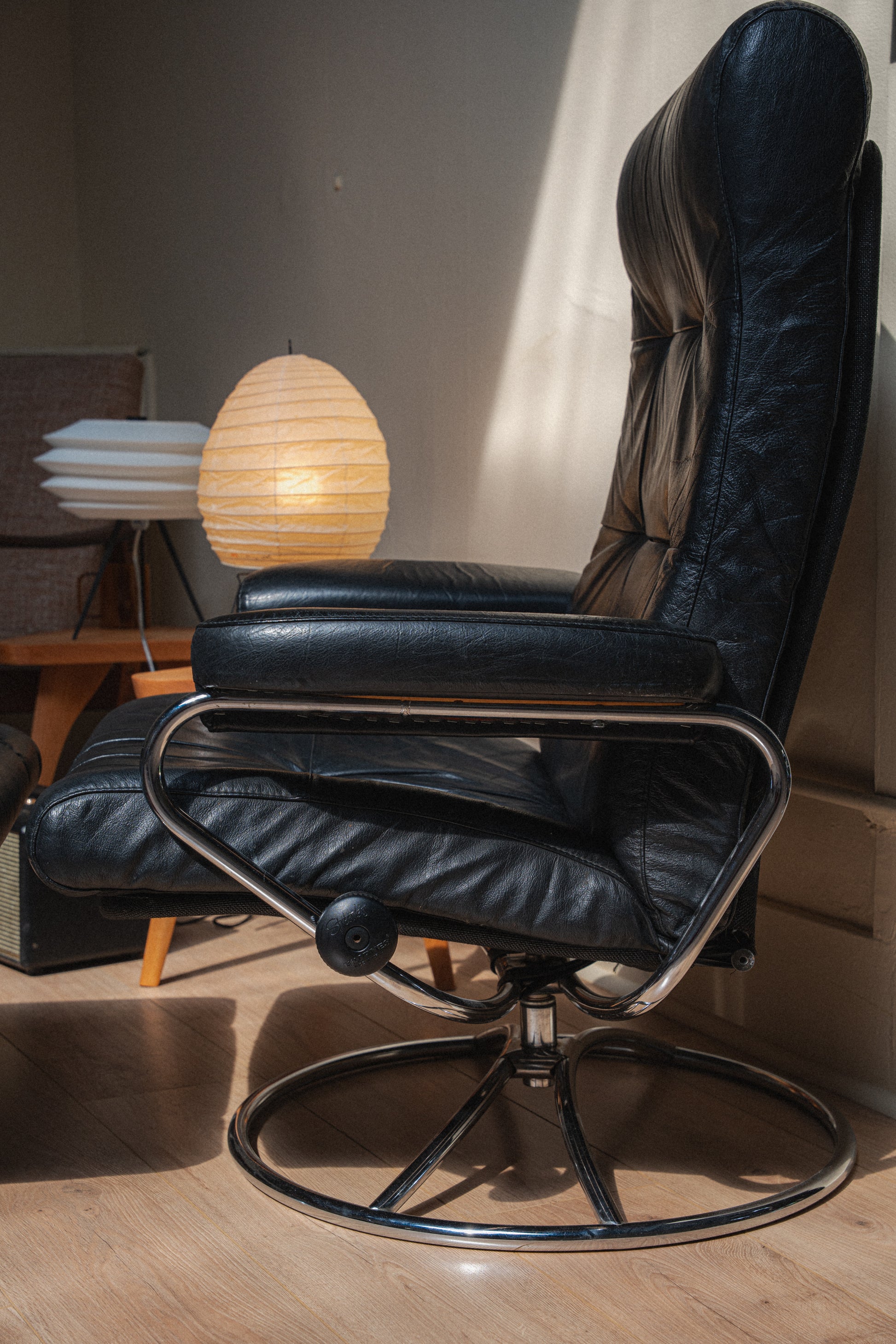 Black Ekornes Stressless Lounge Chair + Ottoman