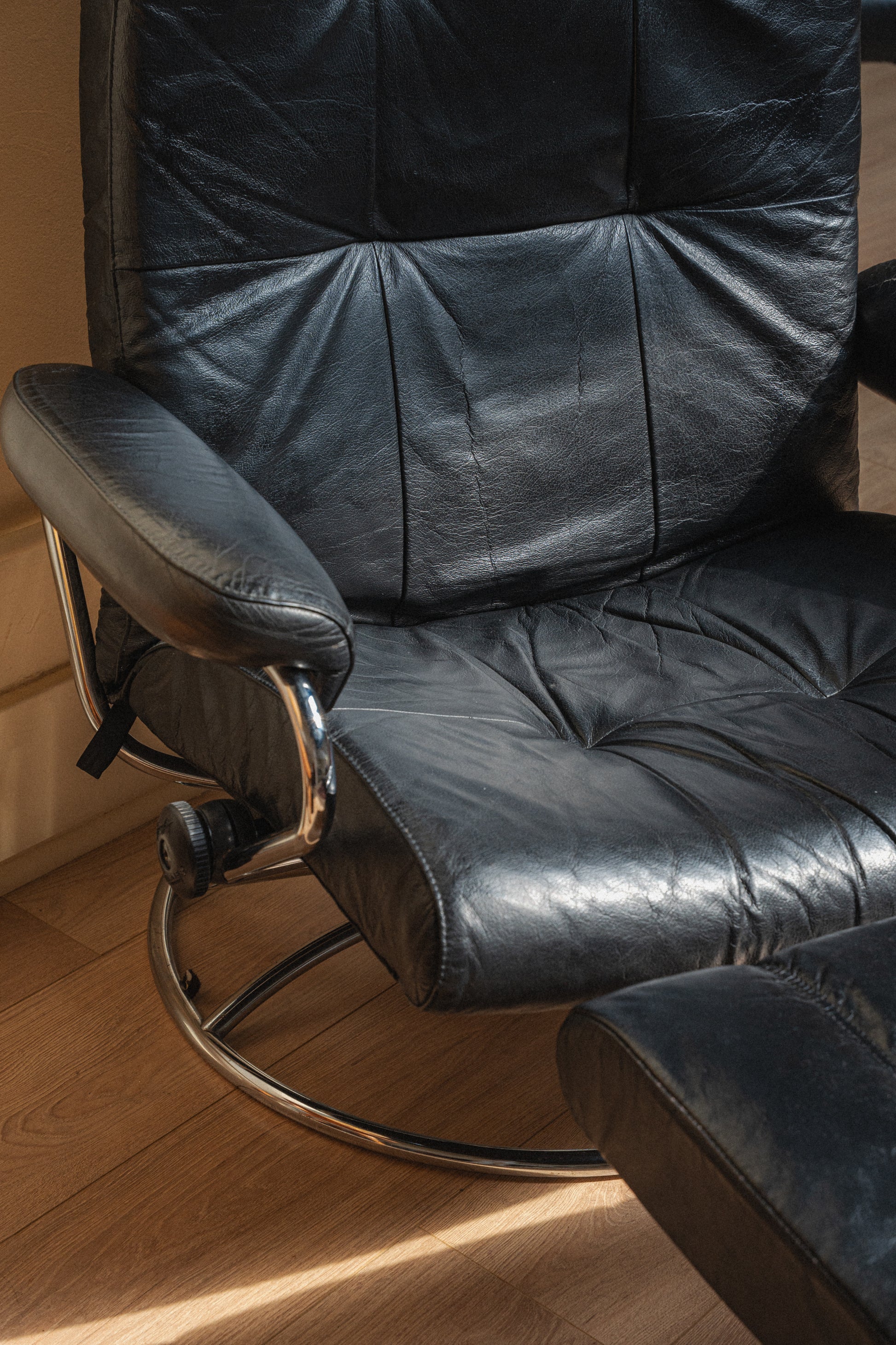 Black Ekornes Stressless Lounge Chair + Ottoman