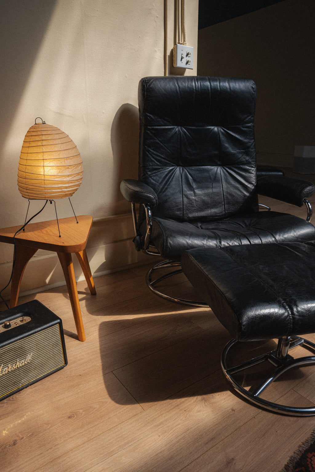 Black Ekornes Stressless Lounge Chair + Ottoman