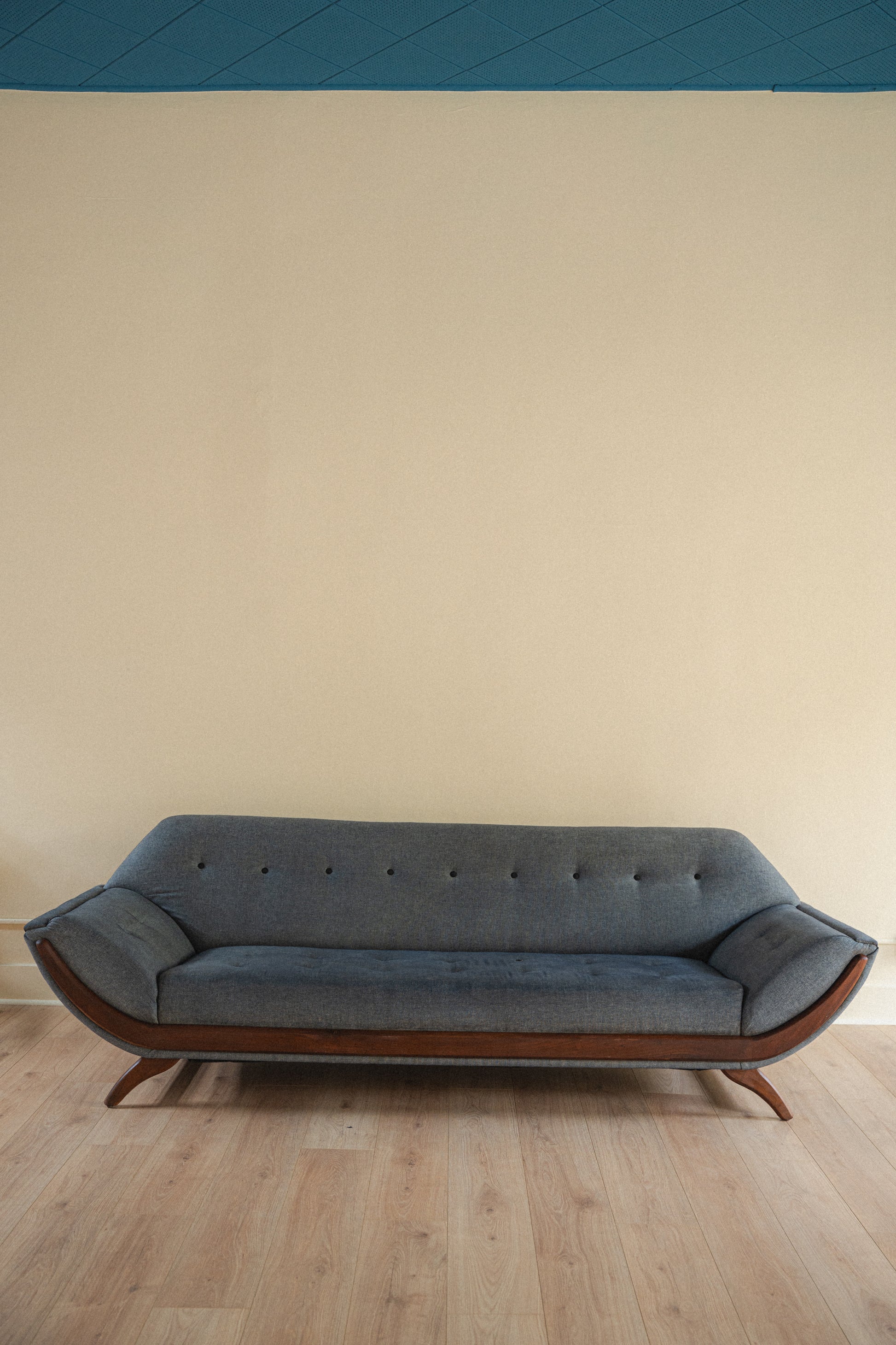 Grey & Walnut Adrian Pearsall-Style Gondola Sofa