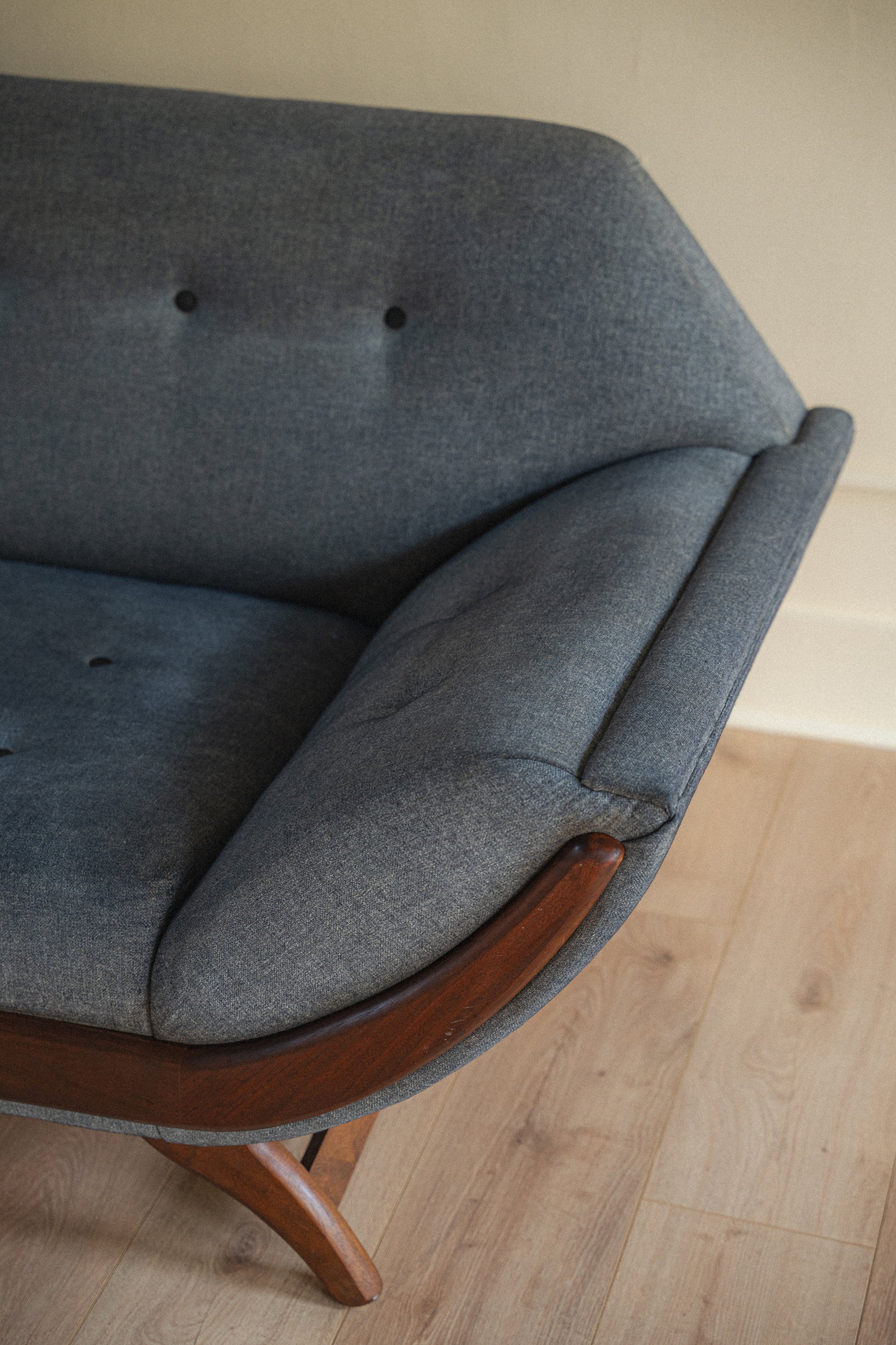 Grey & Walnut Adrian Pearsall-Style Gondola Sofa