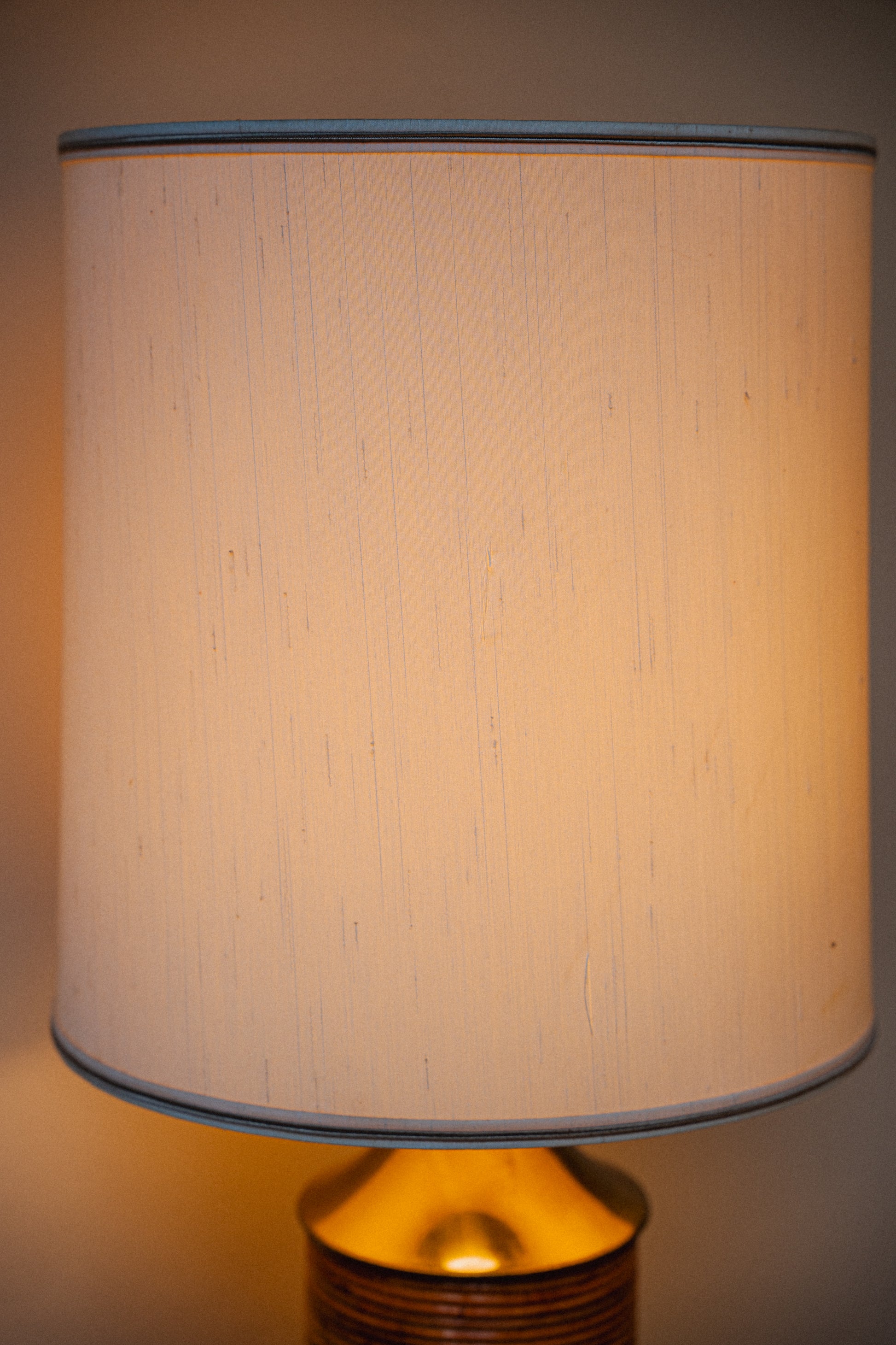 Circa 1970s Pencil Reed Brass Lamp w/ Shade