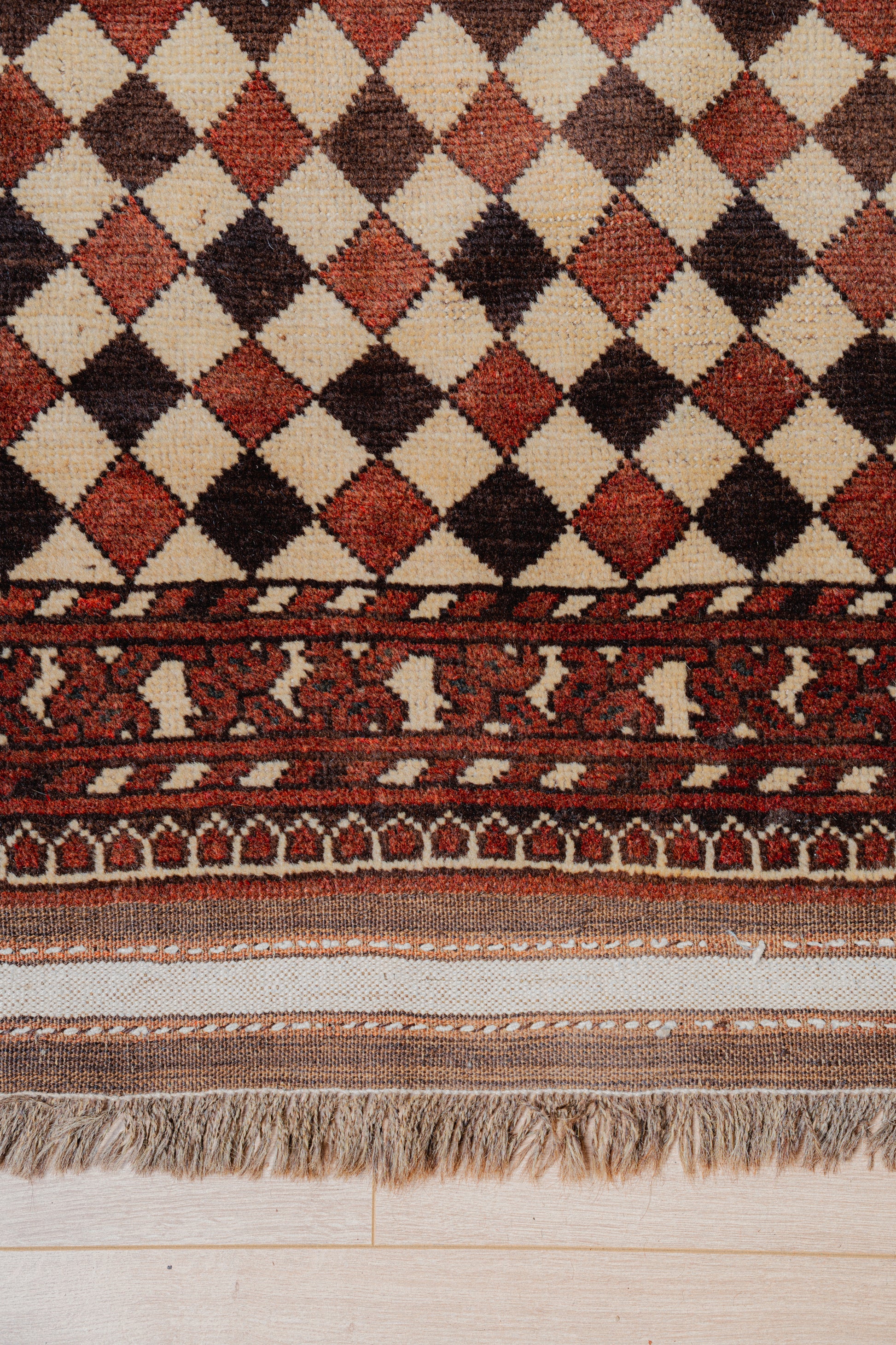 Ersari "Harlequin" Tribal Rug from Central Asia, 1910
