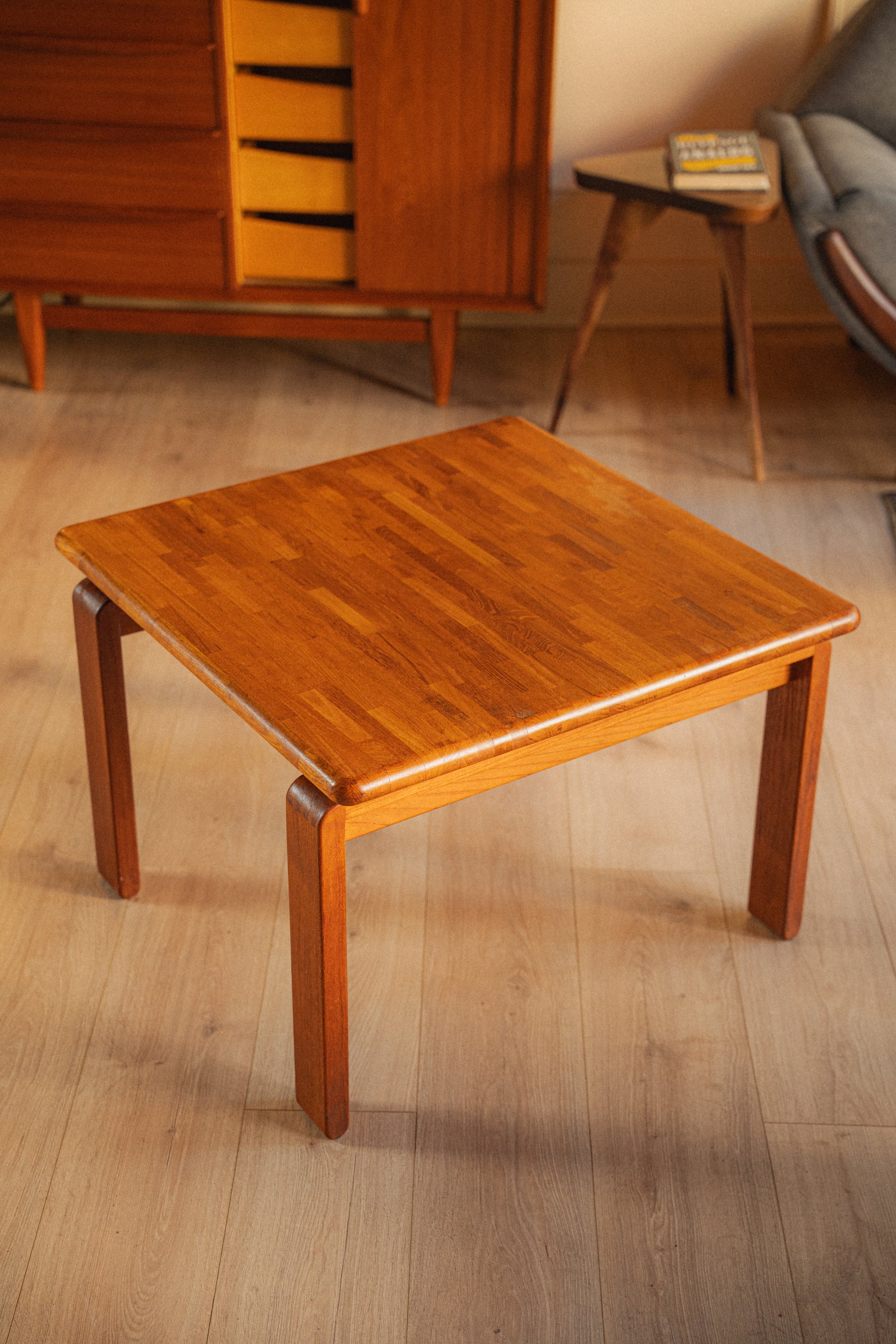 Solid Teak Butcher Block Coffee/Side Table by D-Scan