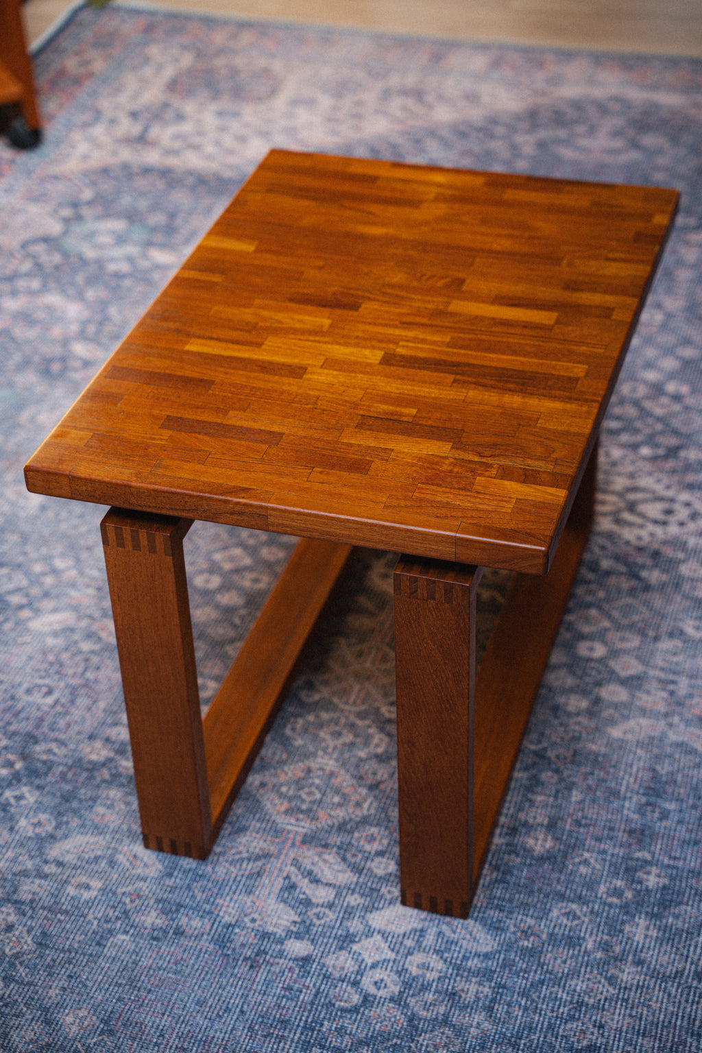 Solid Teak Butcher Block Side Table by D-Scan