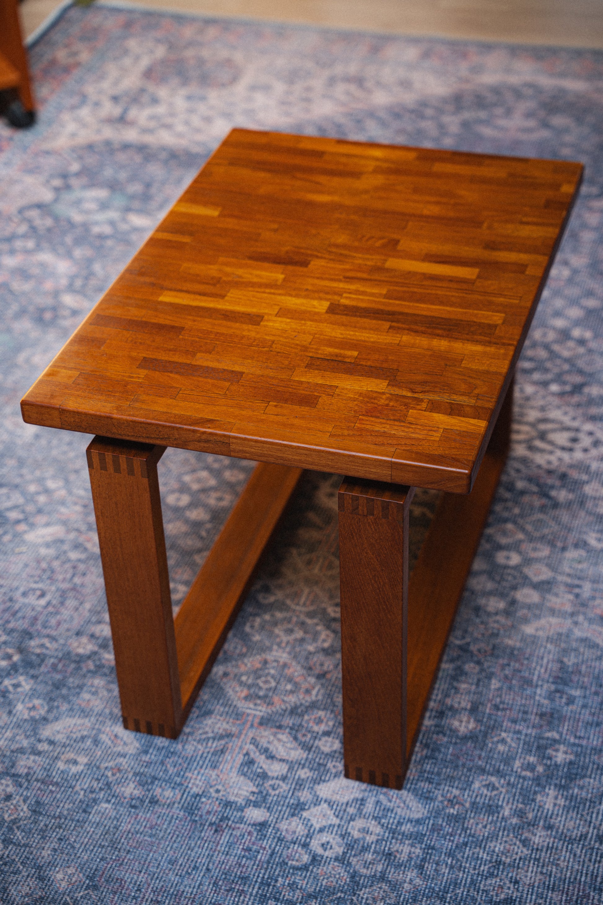 Solid Teak Butcher Block Side Table by D-Scan