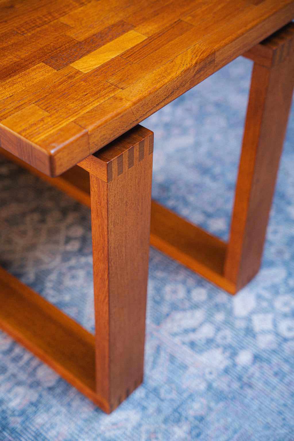 Solid Teak Butcher Block Side Table by D-Scan