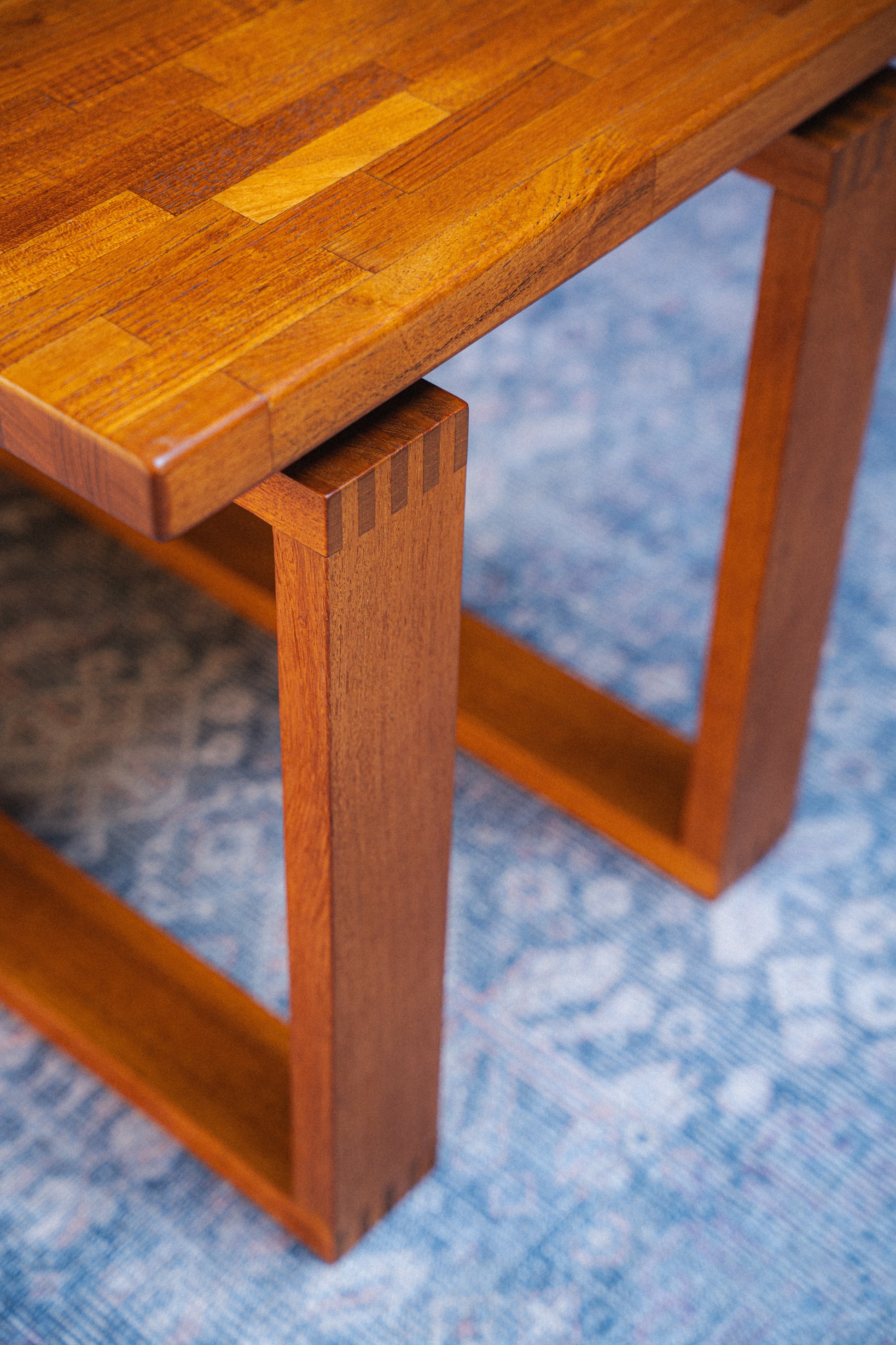 Solid Teak Butcher Block Side Table by D-Scan