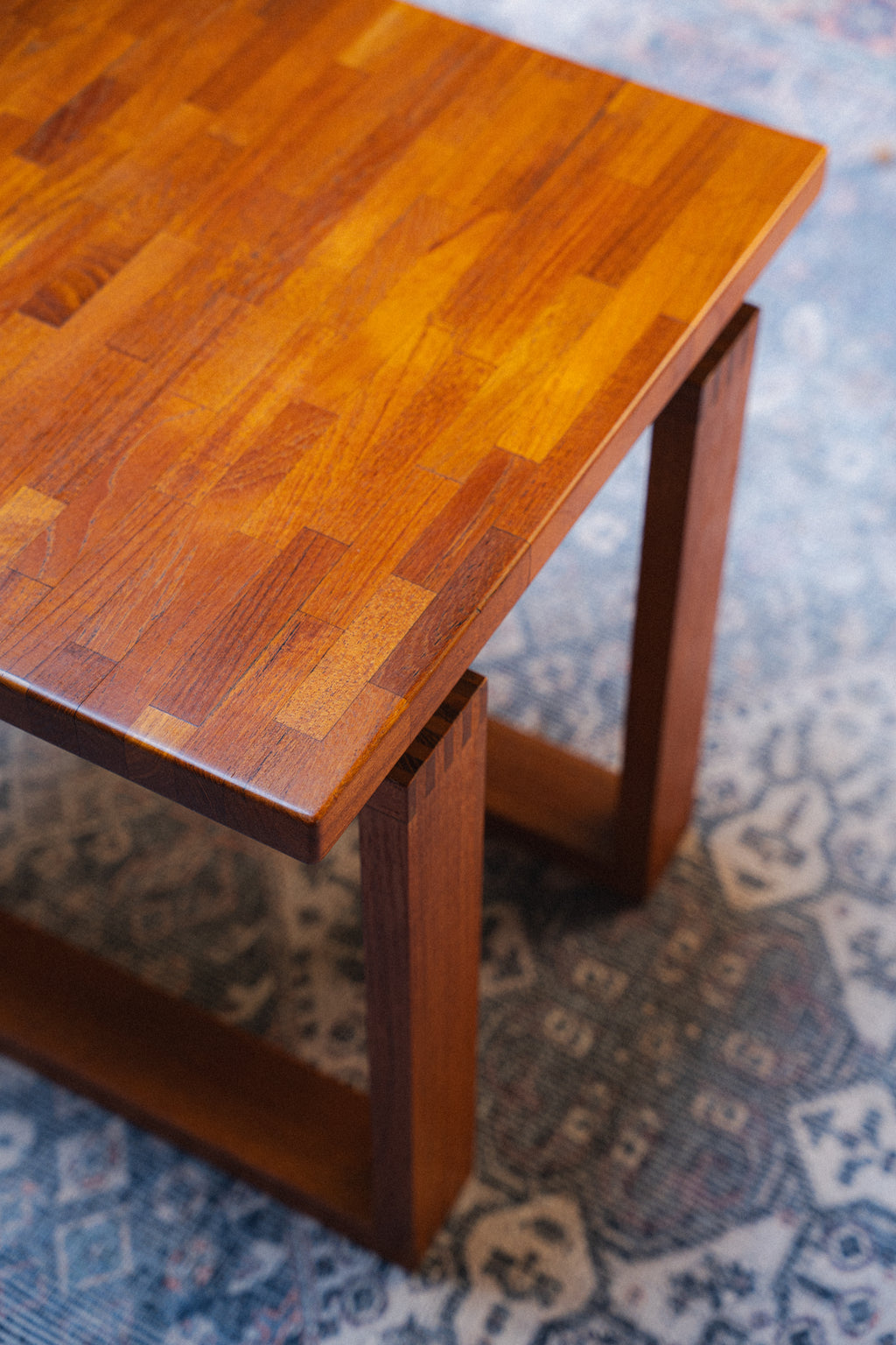 Solid Teak Butcher Block Side Table by D-Scan