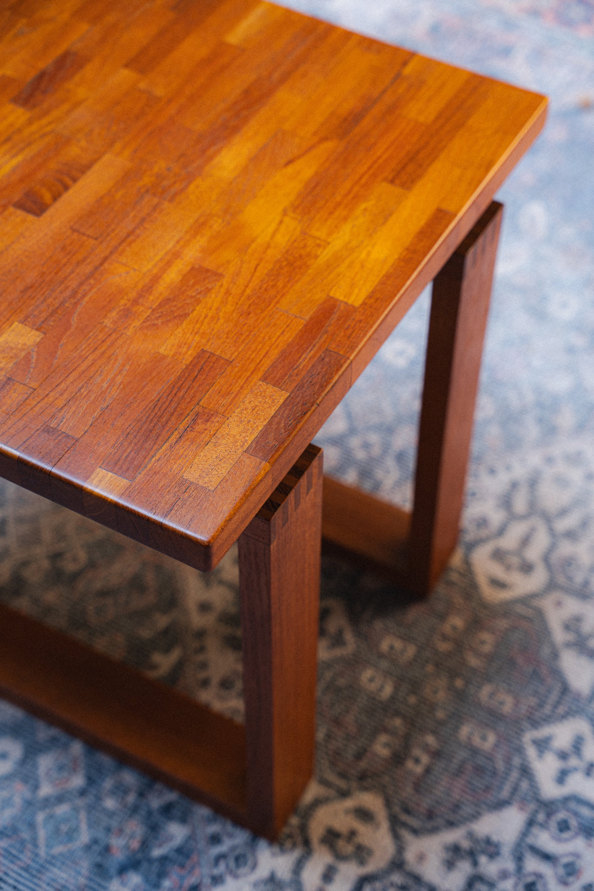 Solid Teak Butcher Block Side Table by D-Scan