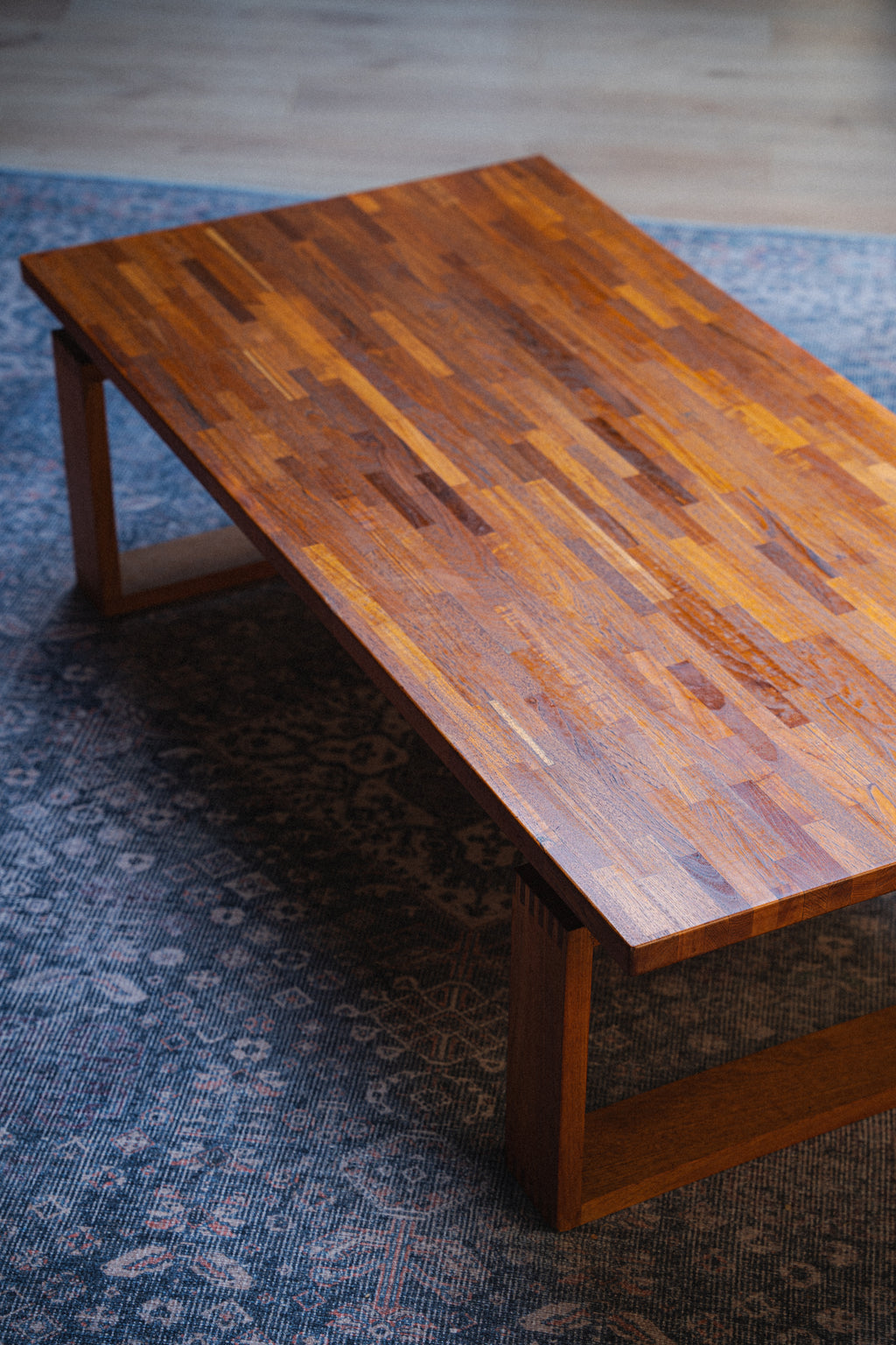 Solid Teak Butcher Block Coffee Table by D-Scan