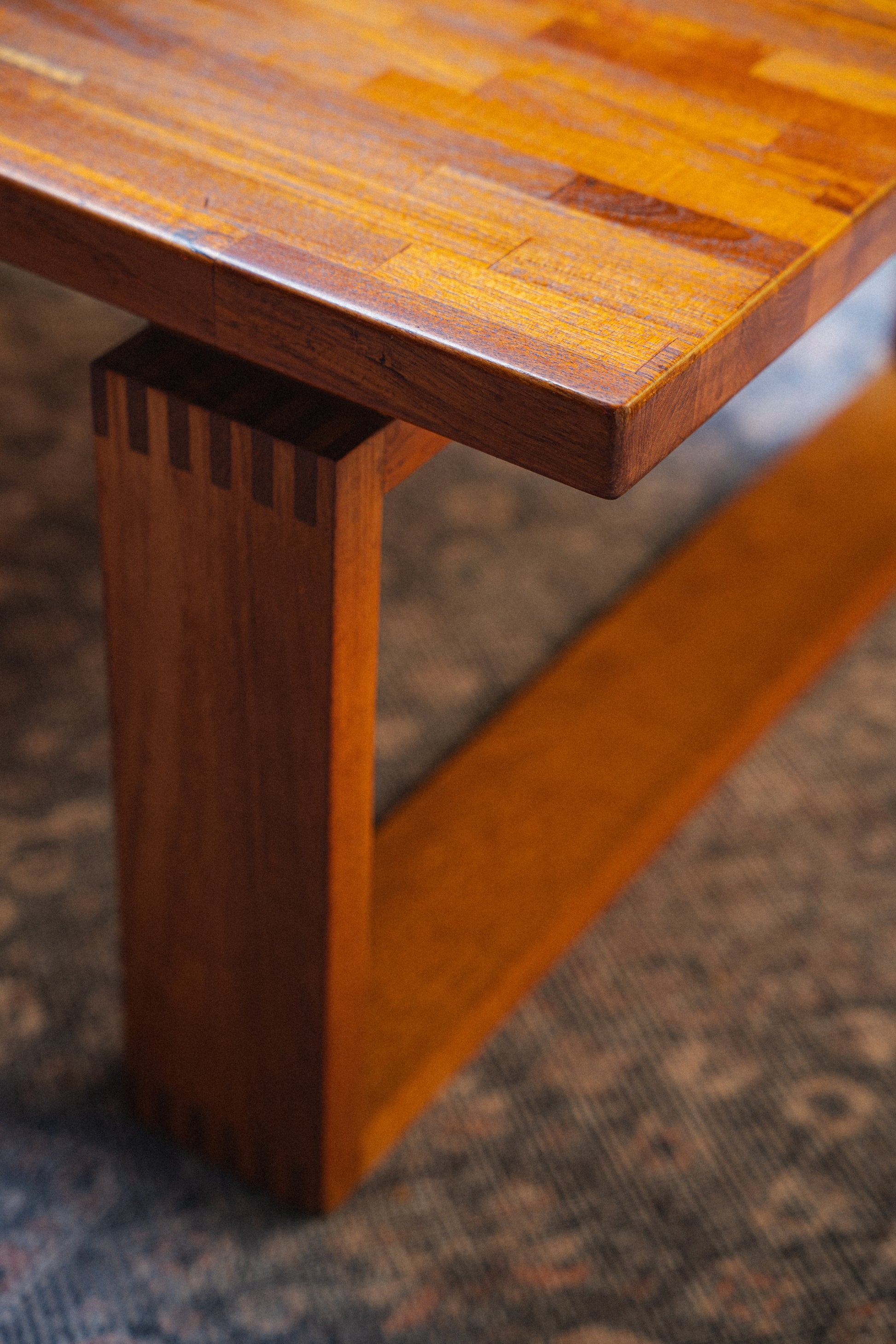 Solid Teak Butcher Block Coffee Table by D-Scan