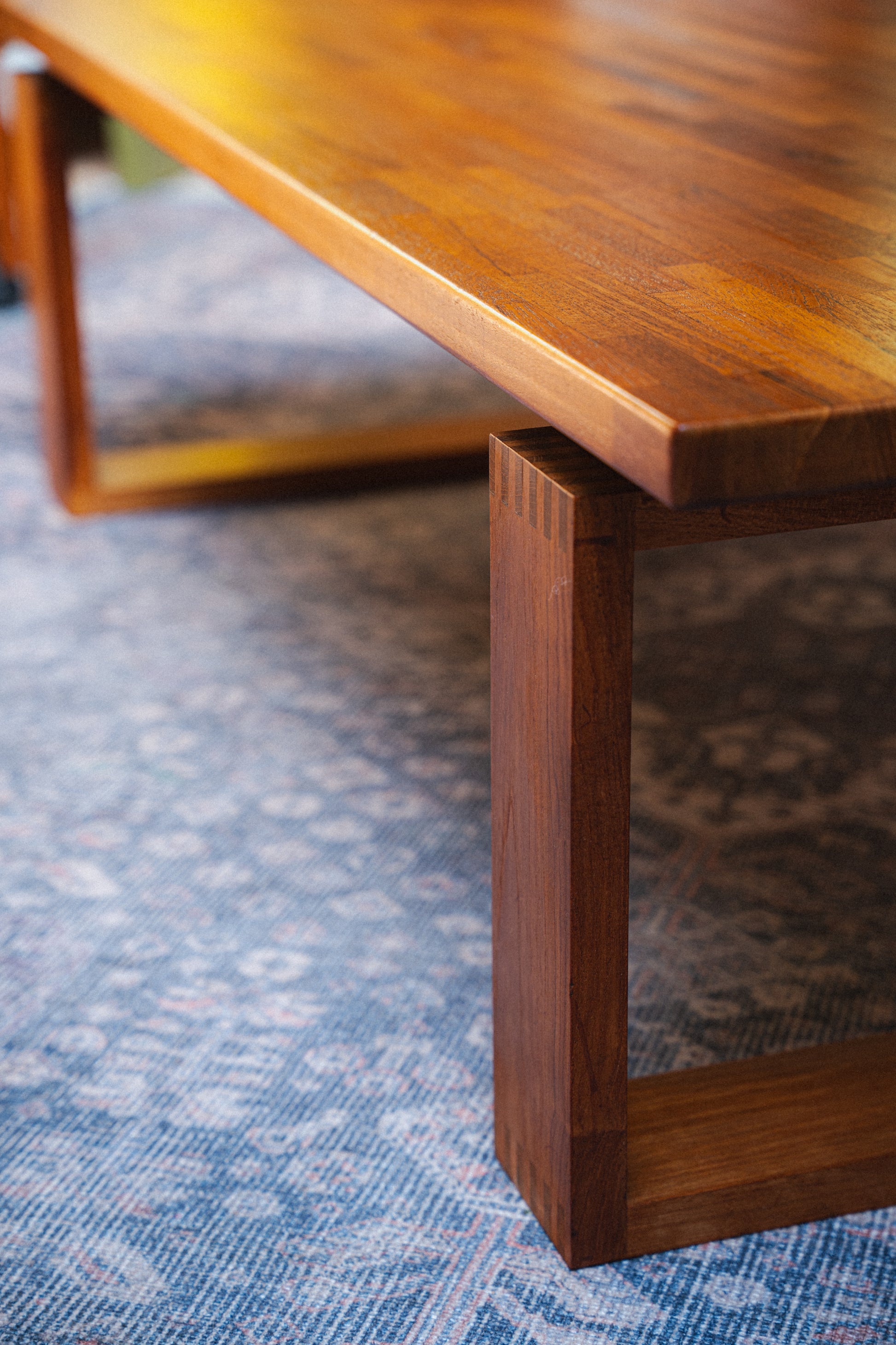 Solid Teak Butcher Block Coffee Table by D-Scan