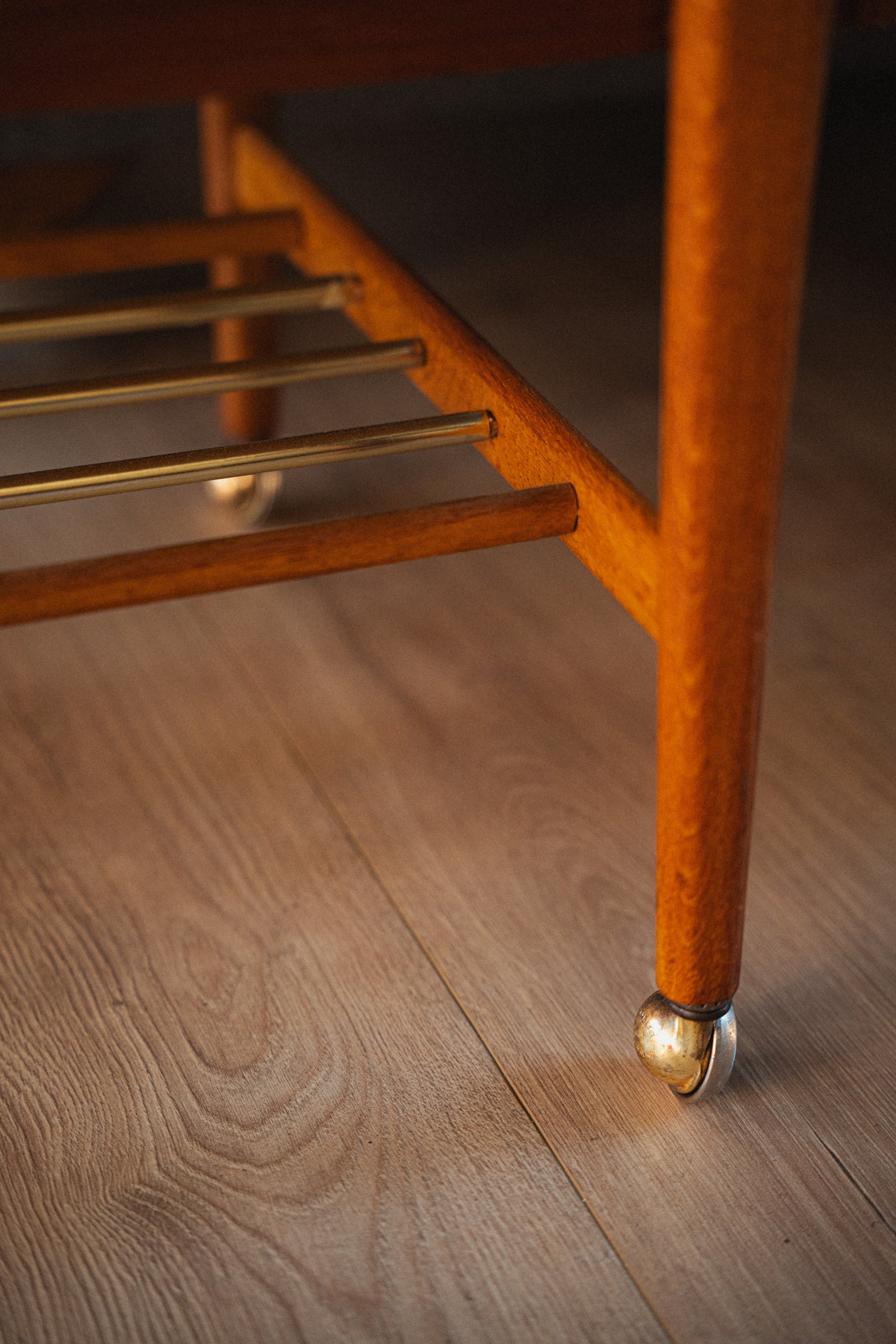 Danish Teak Sewing/Storage Cart with Caster Wheels