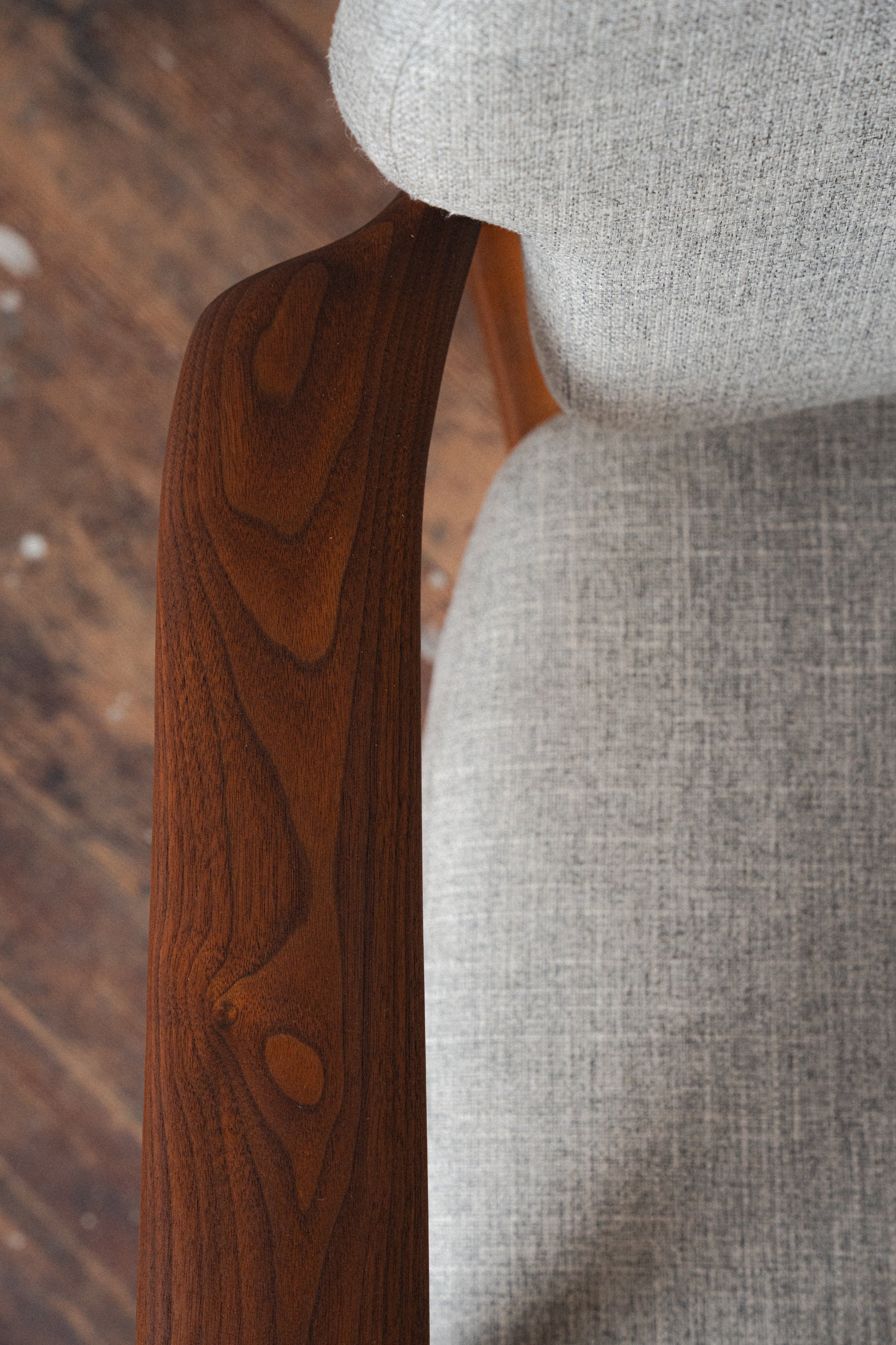 Reupholstered Solid Walnut Accent Chair