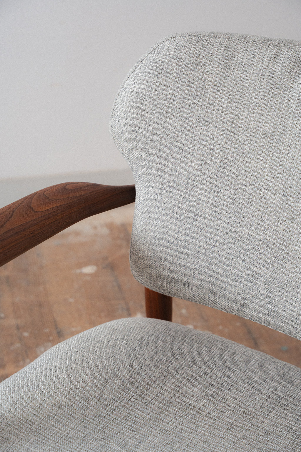 Reupholstered Solid Walnut Accent Chair