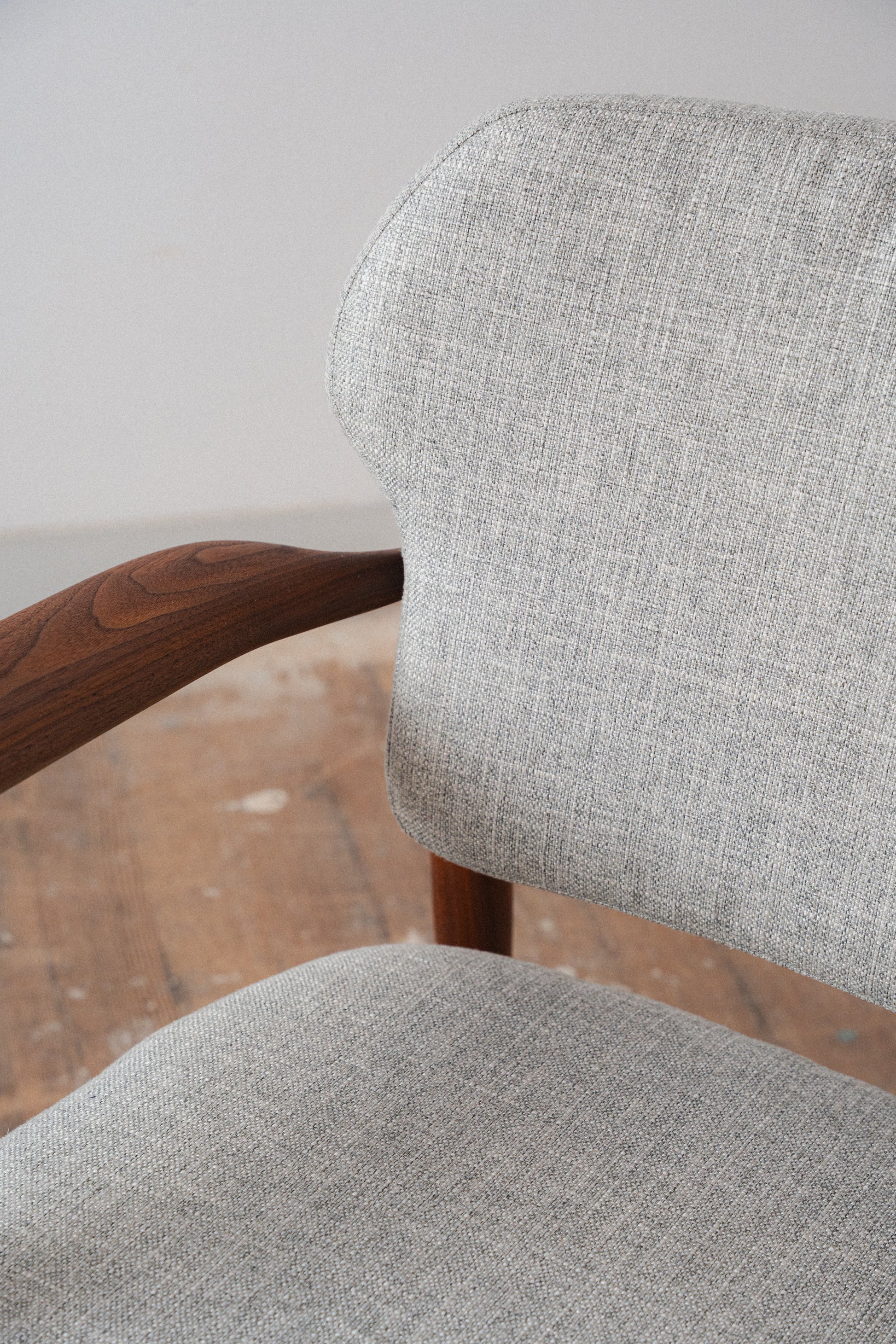 Reupholstered Solid Walnut Accent Chair