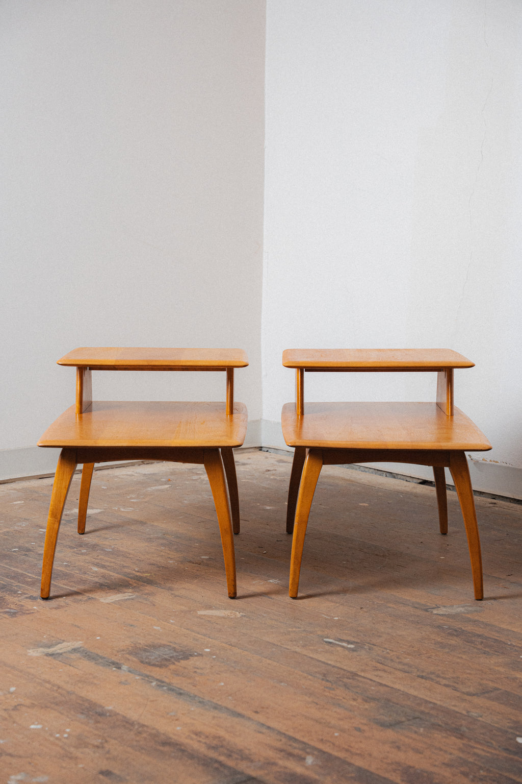 Pair of Restored Tiered Side Tables by Heywood-Wakefield