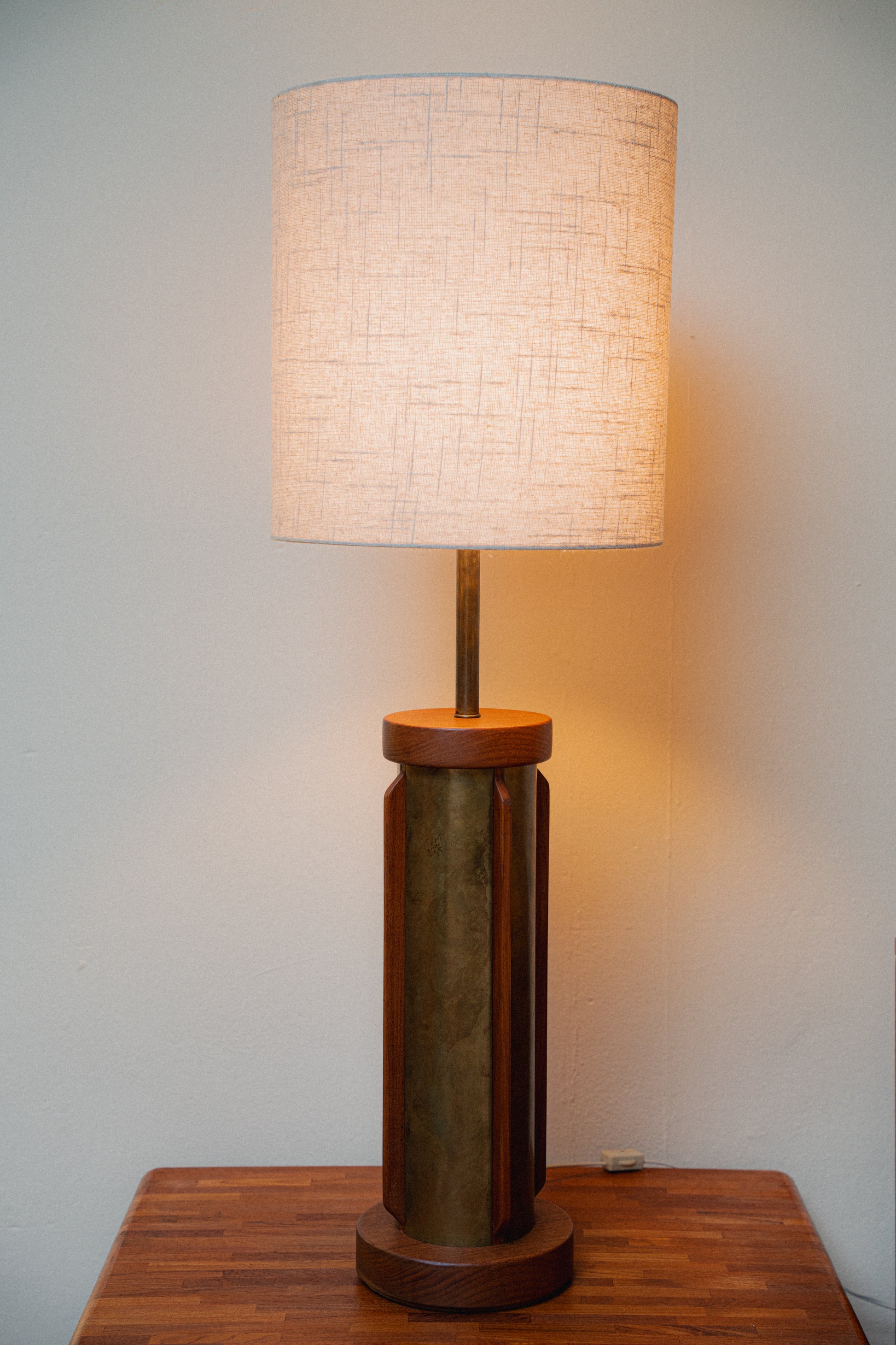 Restored Brass & Teak MCM Lamps (Pair)