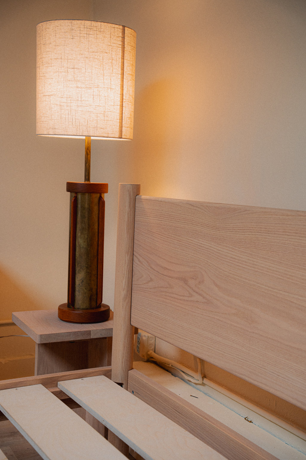 Restored Brass & Teak MCM Lamps (Pair)