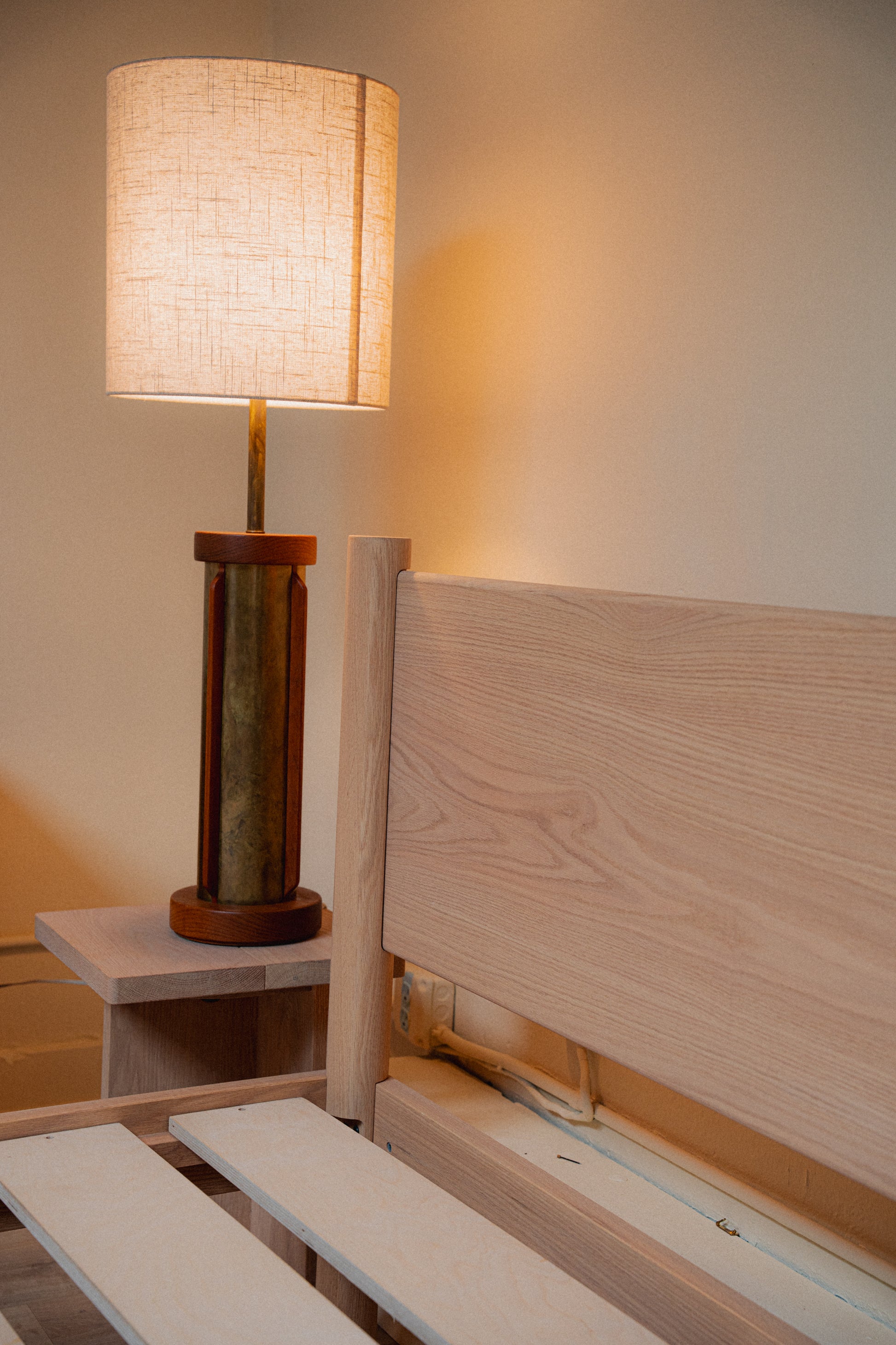 Restored Brass & Teak MCM Lamps (Pair)