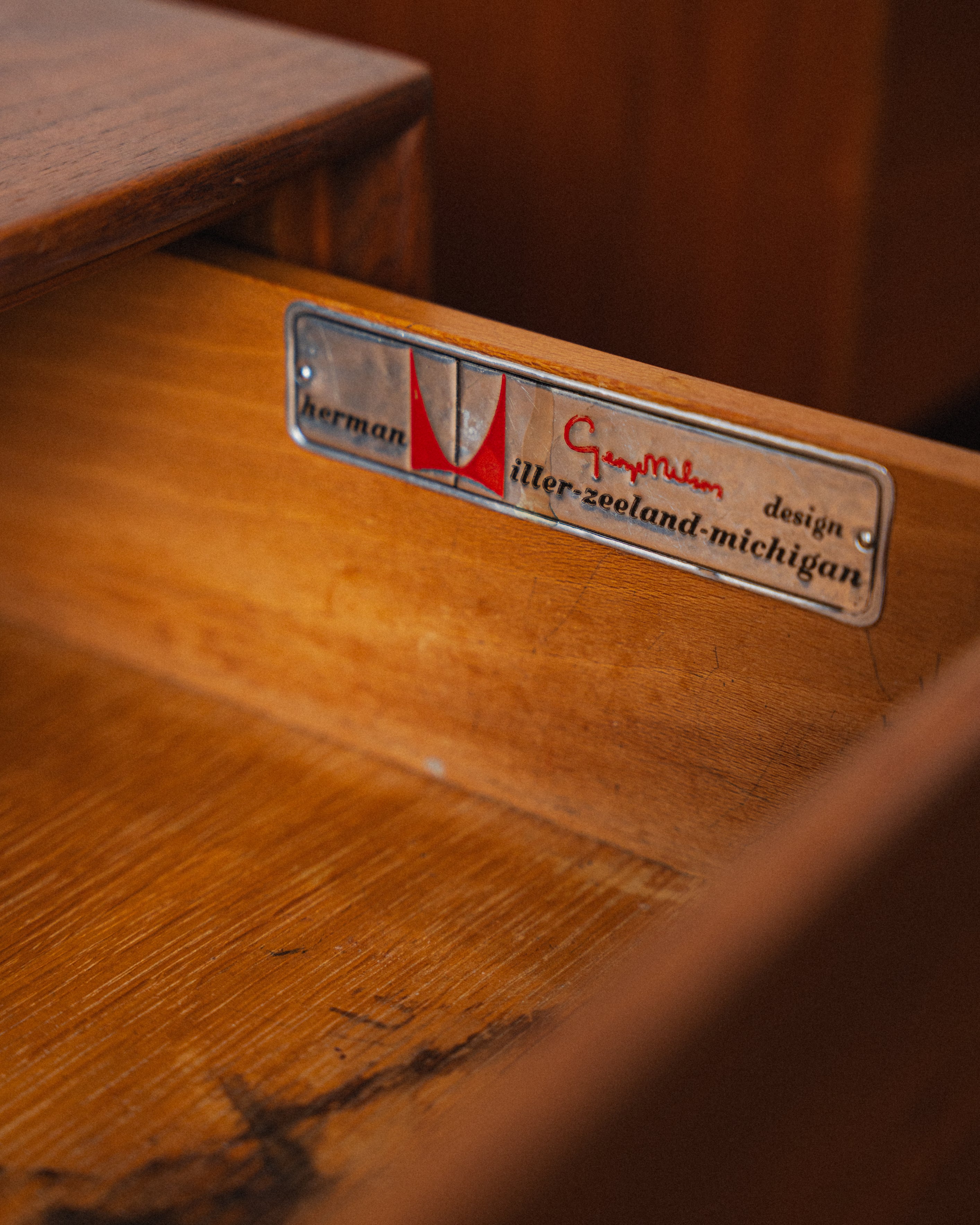 1954 Pair of George Nelson Thin Edge Bedside Tables for Herman