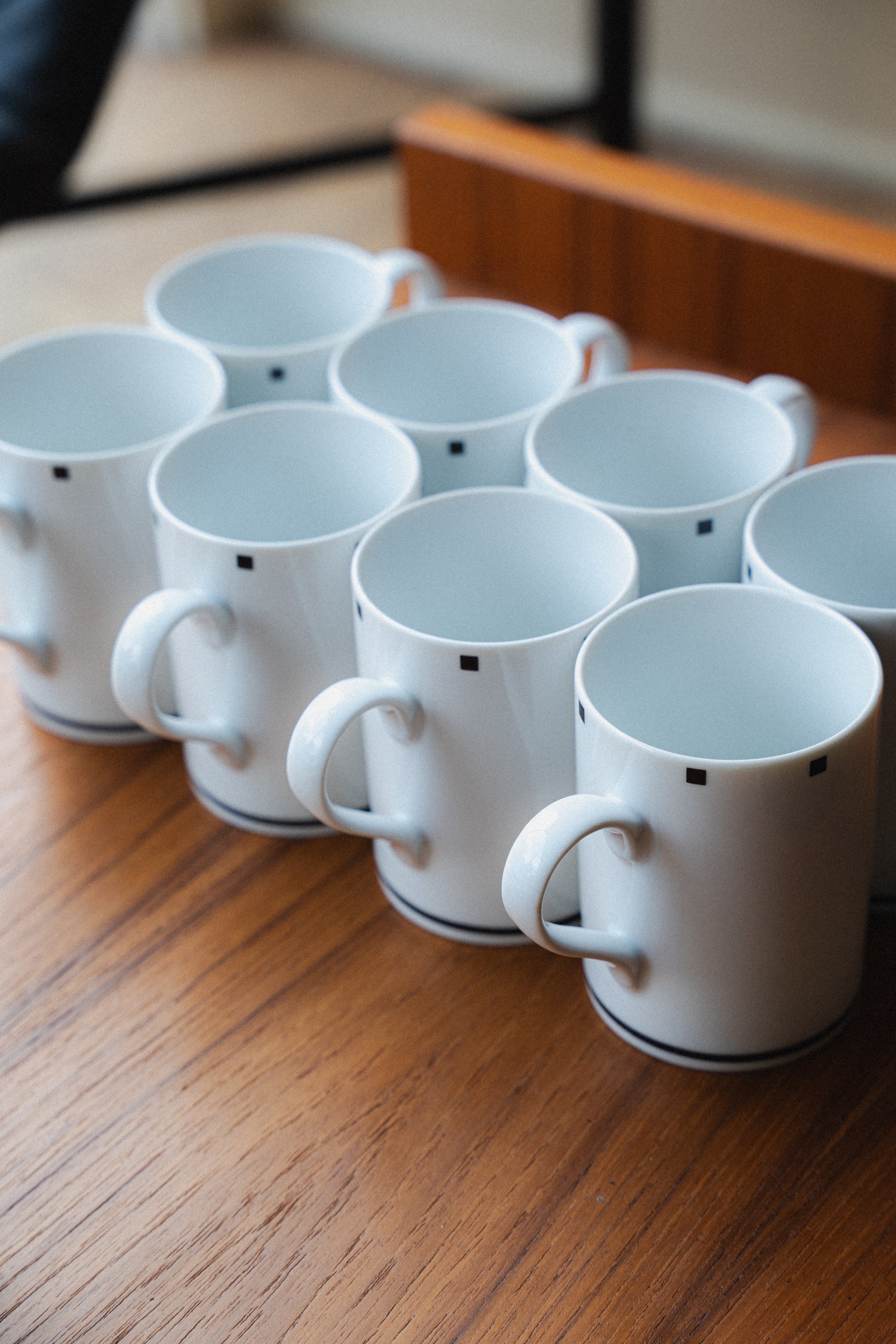 Set of 8 "Metropolis Black" Mugs by David Ehrenreich for Sasaki