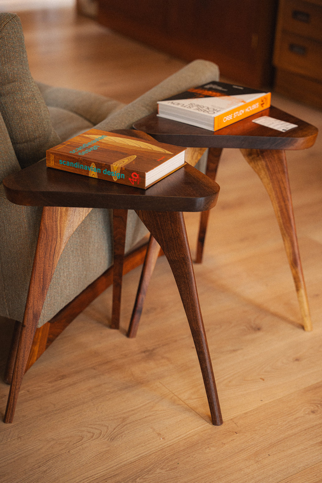 Pair of Solid Walnut Side Tables